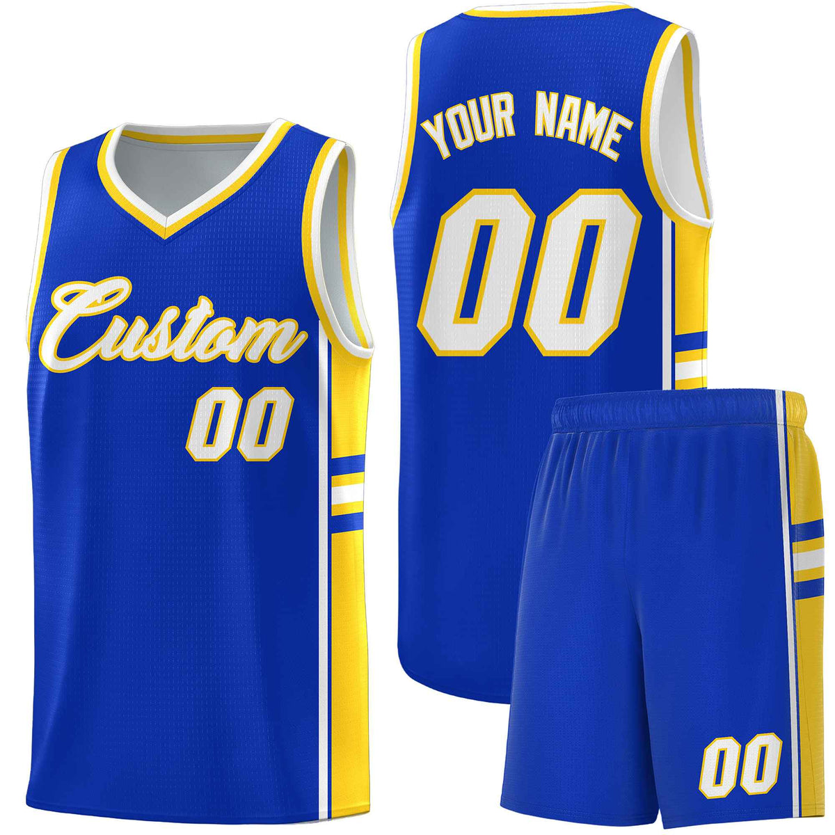 Custom Youth Basketball Jersey - Royal Gold Two-Tone Varsity Jersey Set