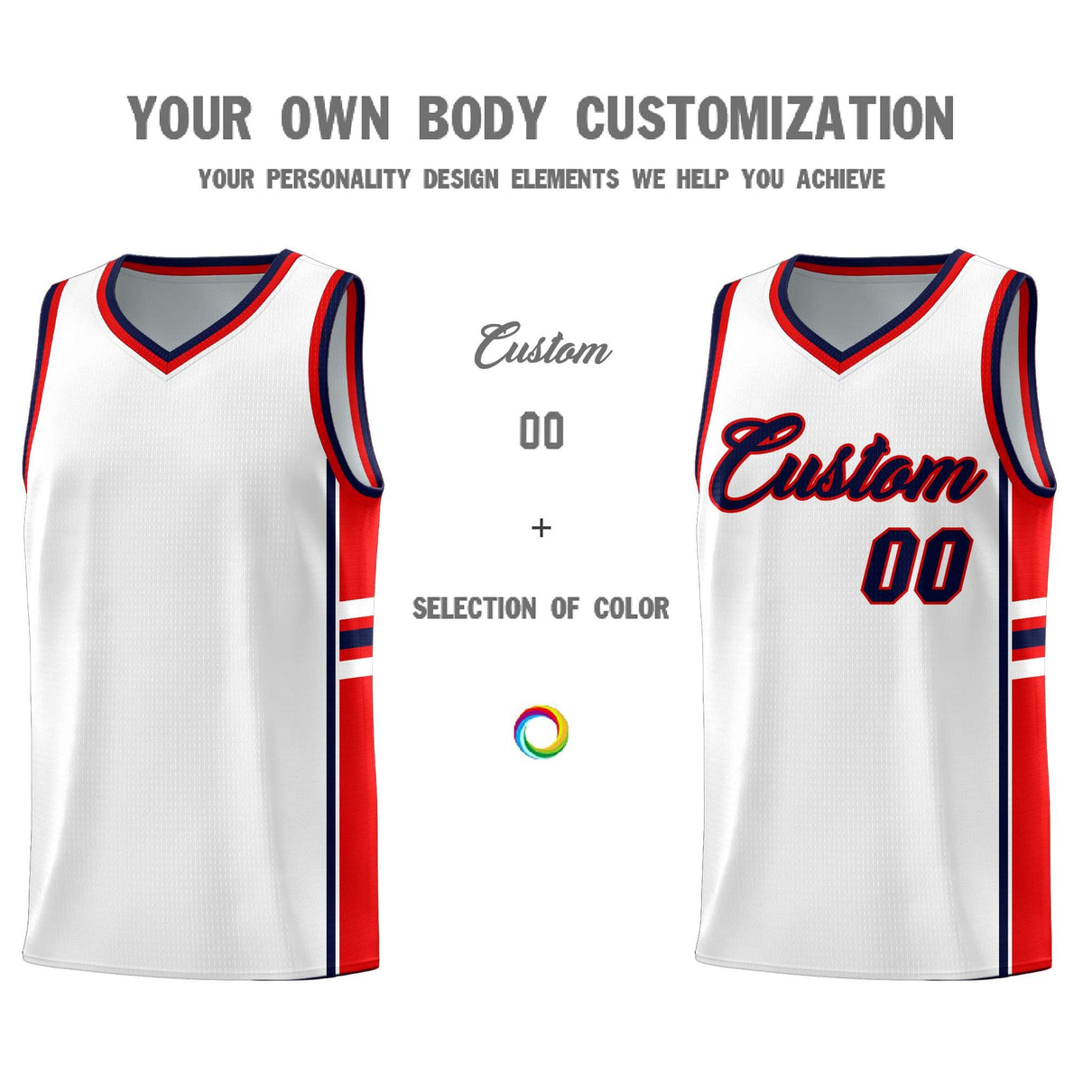 Custom Youth Basketball Jersey - White Red Personalized Varsity Two-Tone Uniform