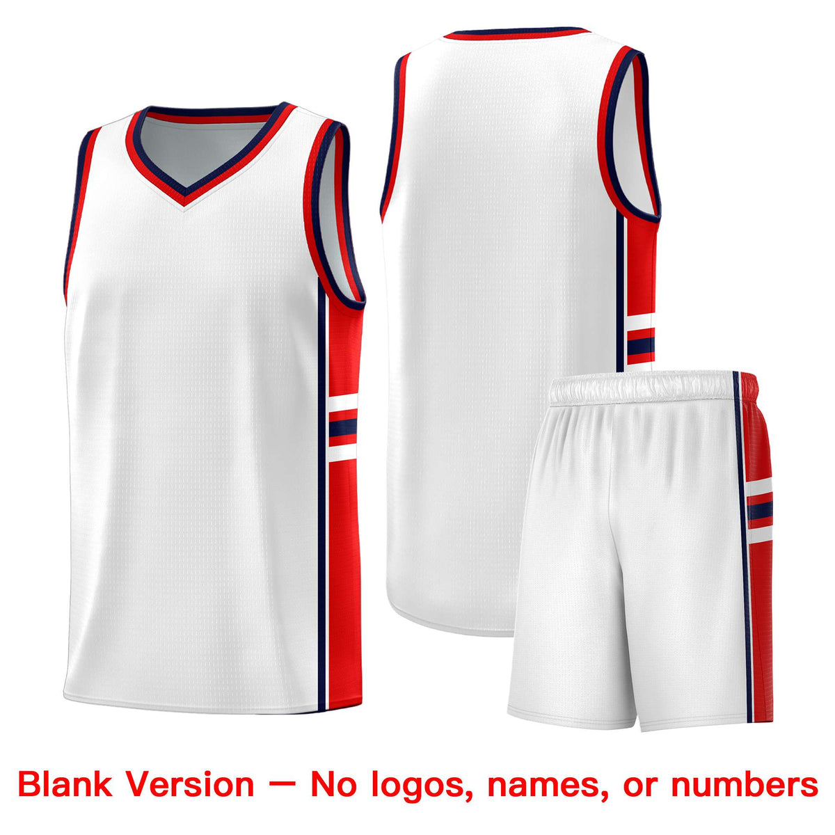Custom Youth Basketball Jersey - White Red Personalized Varsity Two-Tone Uniform