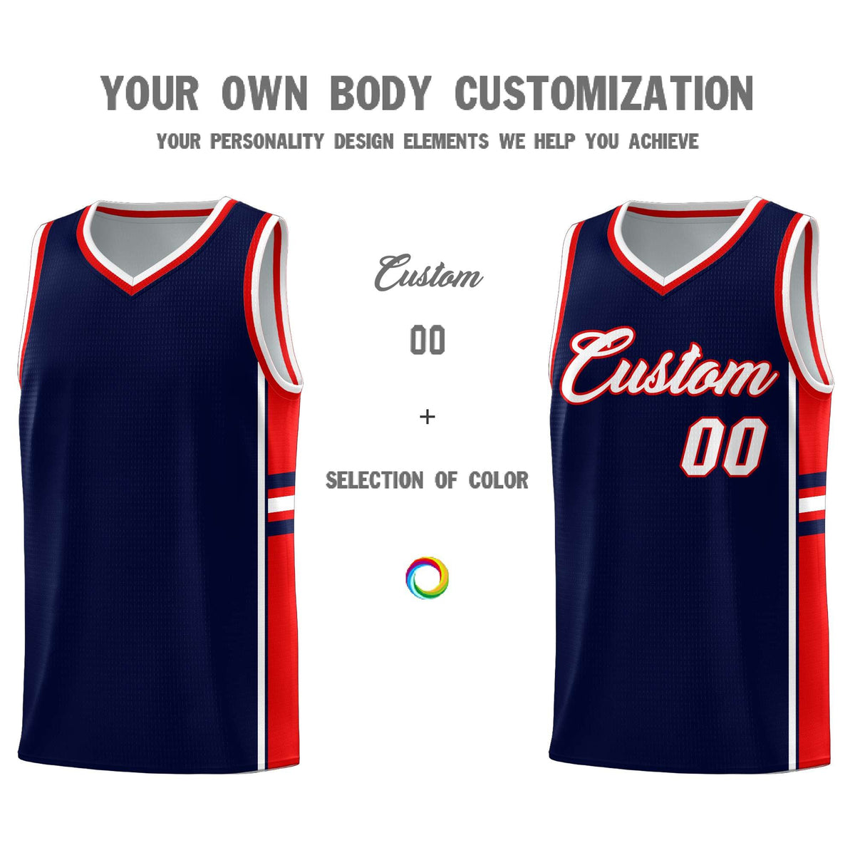 Custom Youth Basketball Jersey - Navy Red Two-Tone Varsity Jersey Set