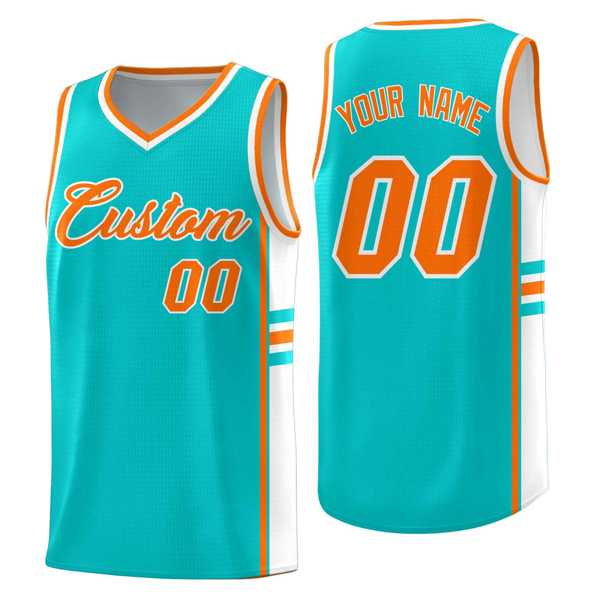 Custom Youth Basketball Jersey - Aqua White Two-Tone Classic Varsity Uniform