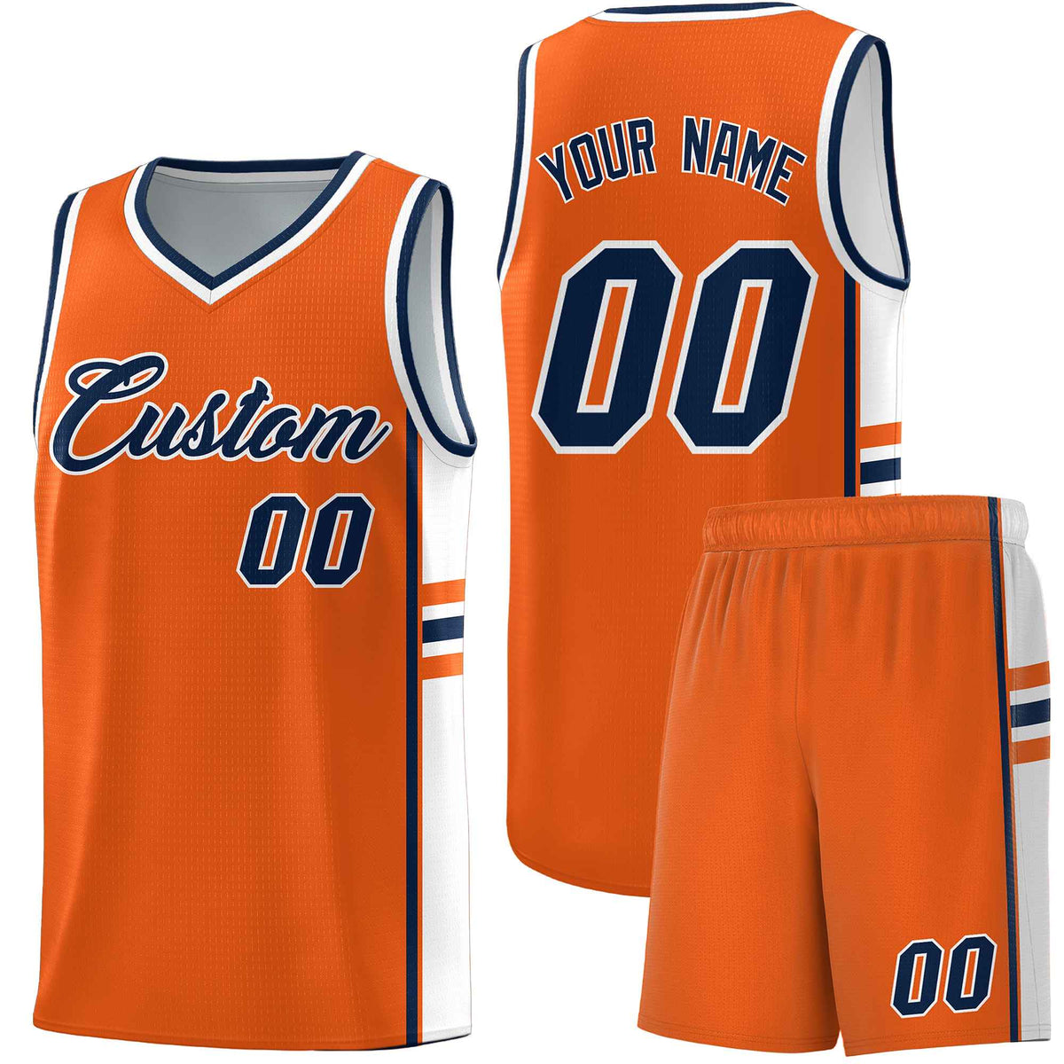 Custom Youth Basketball Jersey - Orange White Two-Tone Classic Varsity Uniform