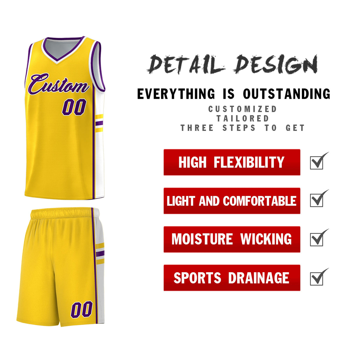 Custom Youth Basketball Jersey - Gold White Two-Tone Classic Varsity Uniform