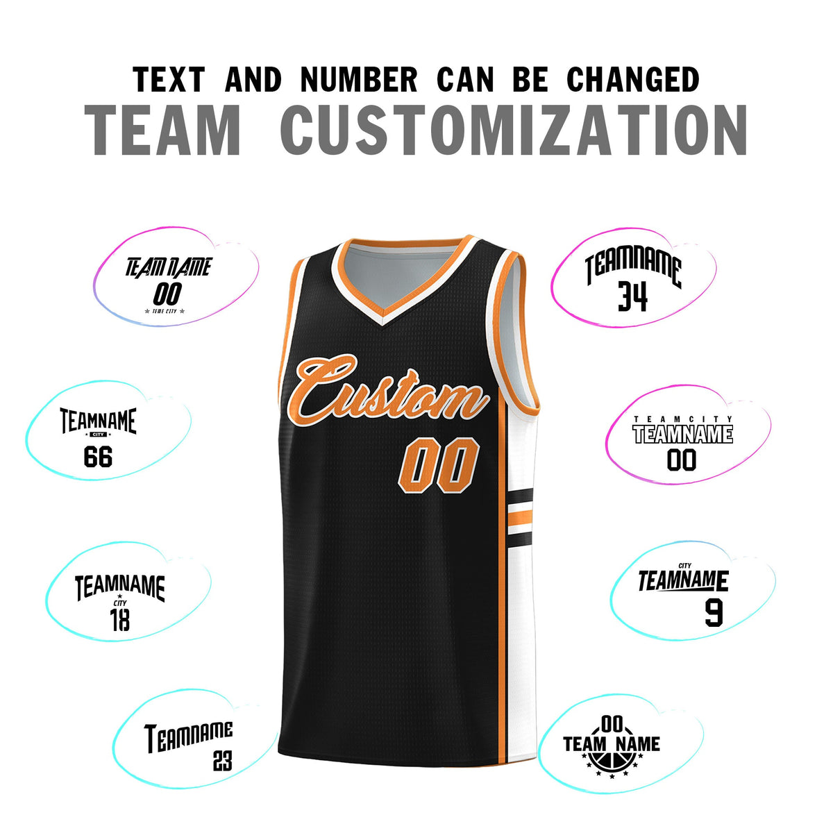 Custom Youth Basketball Jersey - Black Gold Orange Two-Tone Classic Varsity Uniform