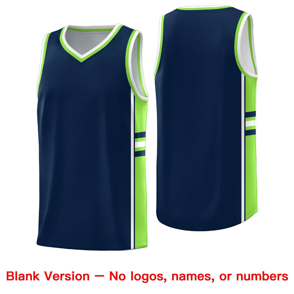 Custom Youth Basketball Jersey - Navy Fluorescent Green Two-Tone Varsity Jersey Set