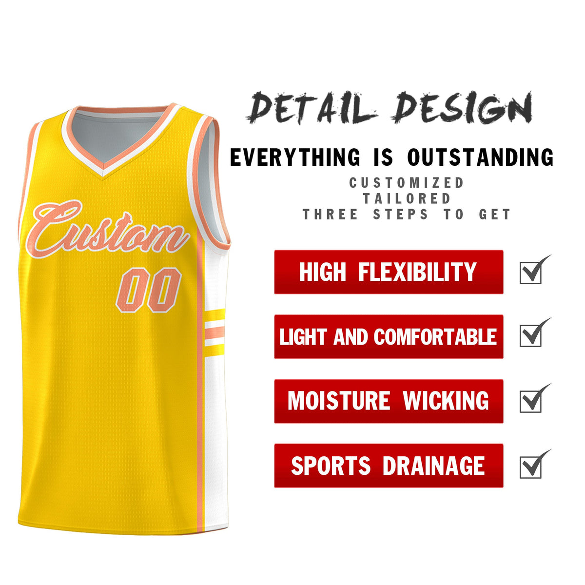 Custom Youth Basketball Jersey - Gold White Personalized Varsity Two-Tone Uniform
