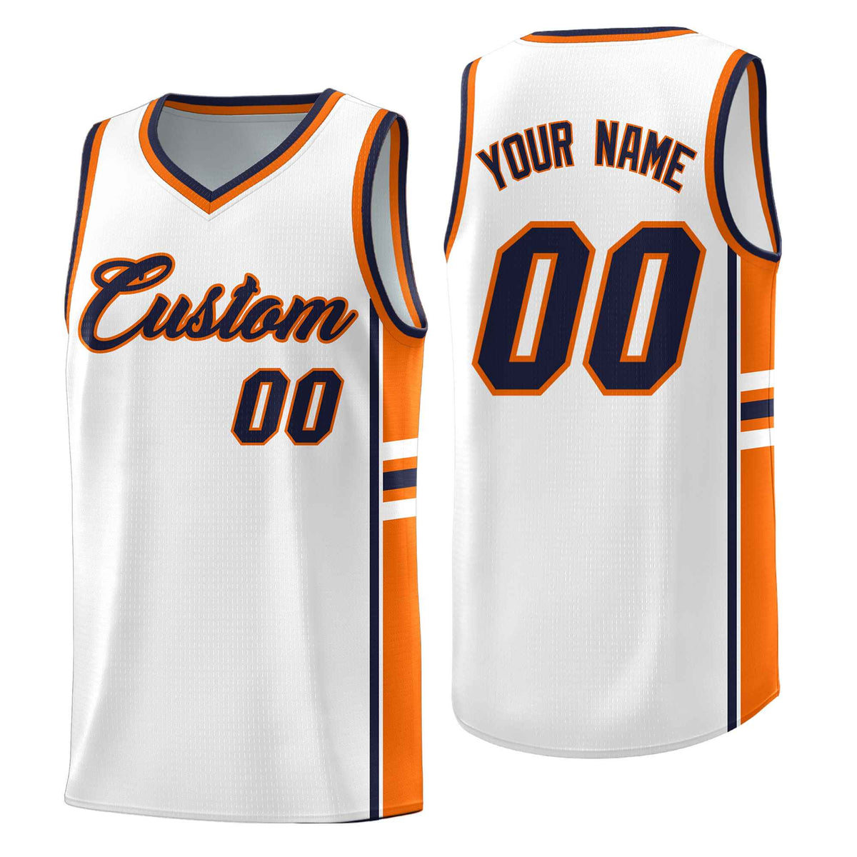 Custom Youth Basketball Jersey - White Orange Two-Tone Varsity Jersey Set