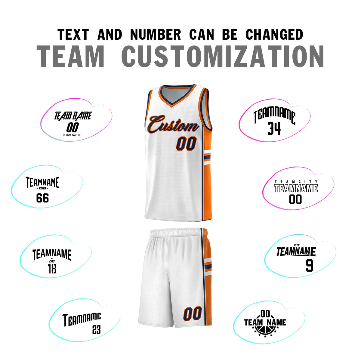 Custom Youth Basketball Jersey - White Orange Two-Tone Varsity Jersey Set