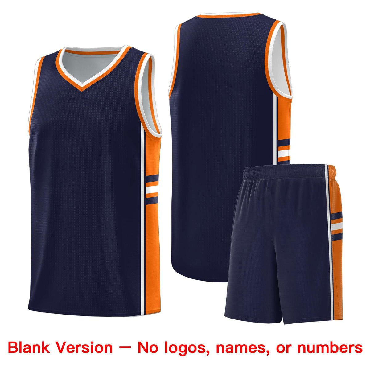 Custom Youth Basketball Jersey - Navy Orange Two-Tone Classic Varsity Uniform
