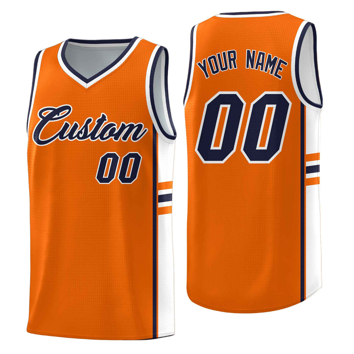 Custom Youth Basketball Jersey - Orange White Personalized Varsity Two-Tone Uniform