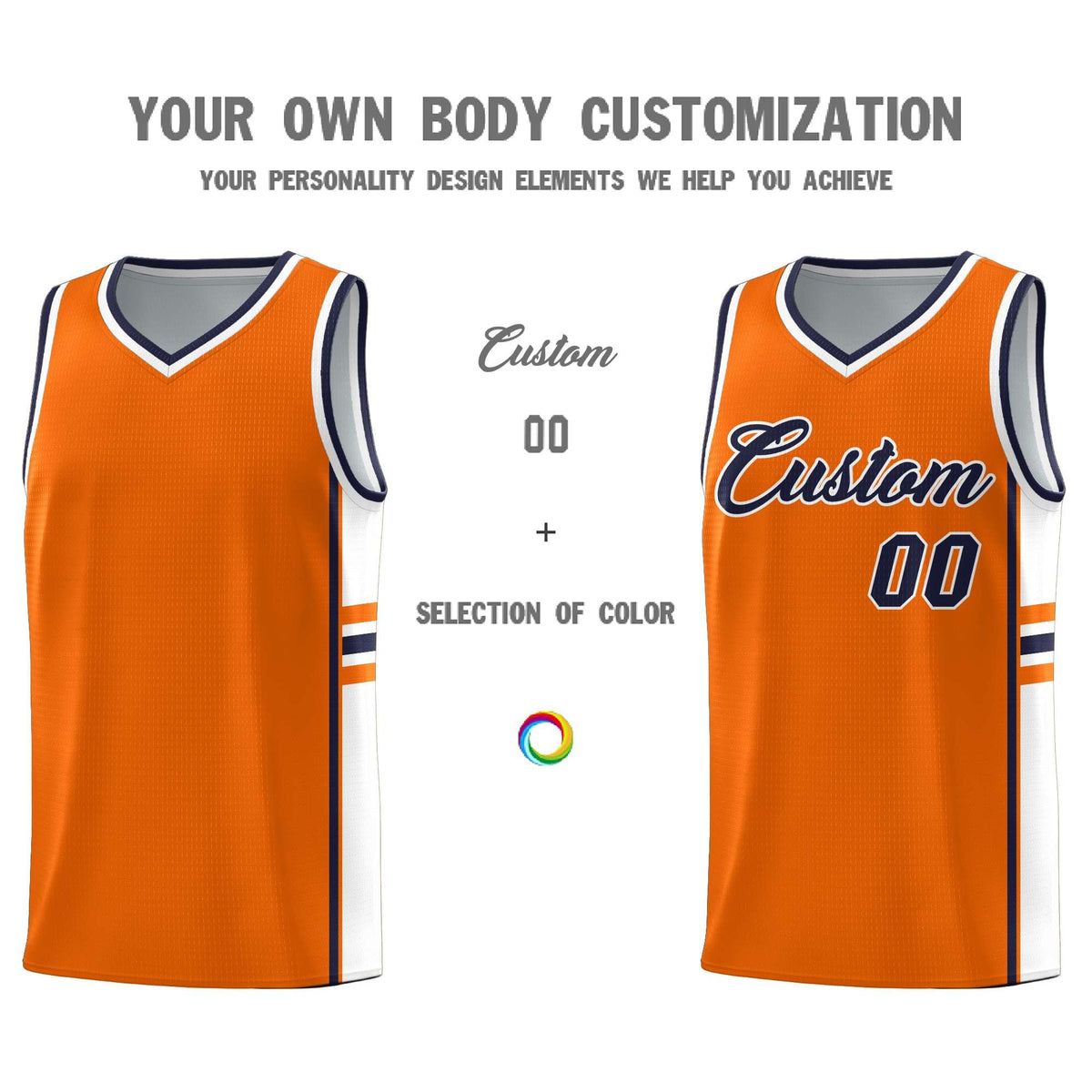 Custom Youth Basketball Jersey - Orange White Personalized Varsity Two-Tone Uniform