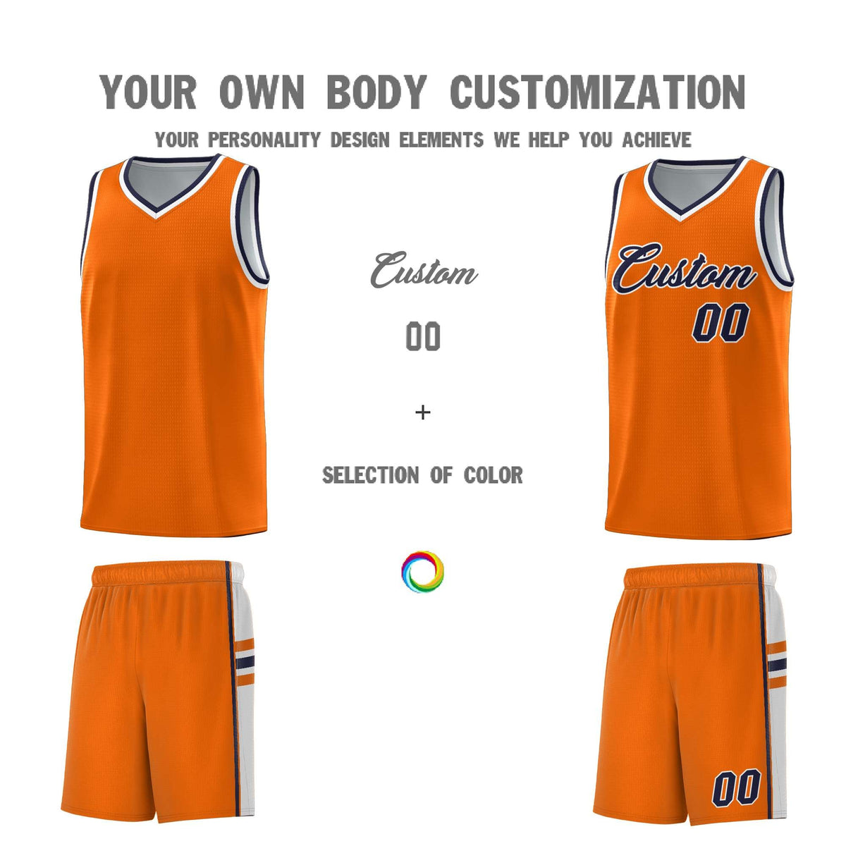 Custom Youth Basketball Jersey - Orange White Personalized Varsity Two-Tone Uniform