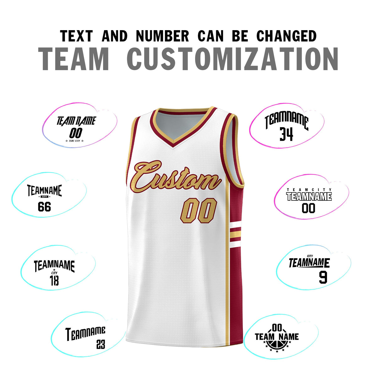 Custom Youth Basketball Jersey - White Crimson Two-Tone Varsity Jersey Set