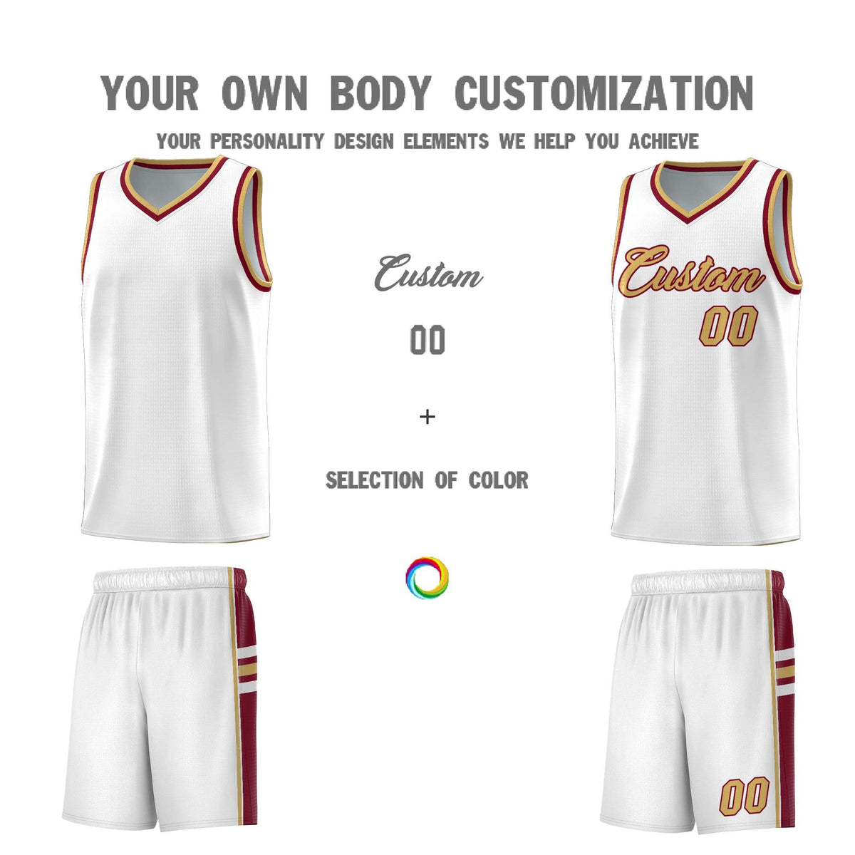 Custom Youth Basketball Jersey - White Crimson Two-Tone Varsity Jersey Set