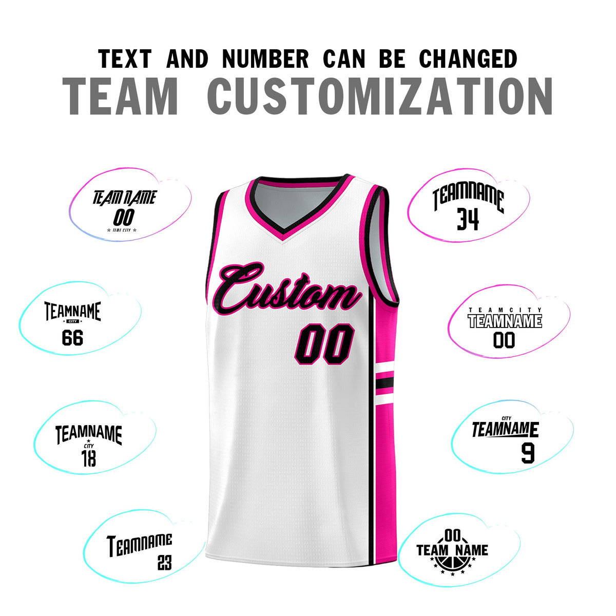 Custom Youth Basketball Jersey - White Pink Two-Tone Varsity Jersey Set