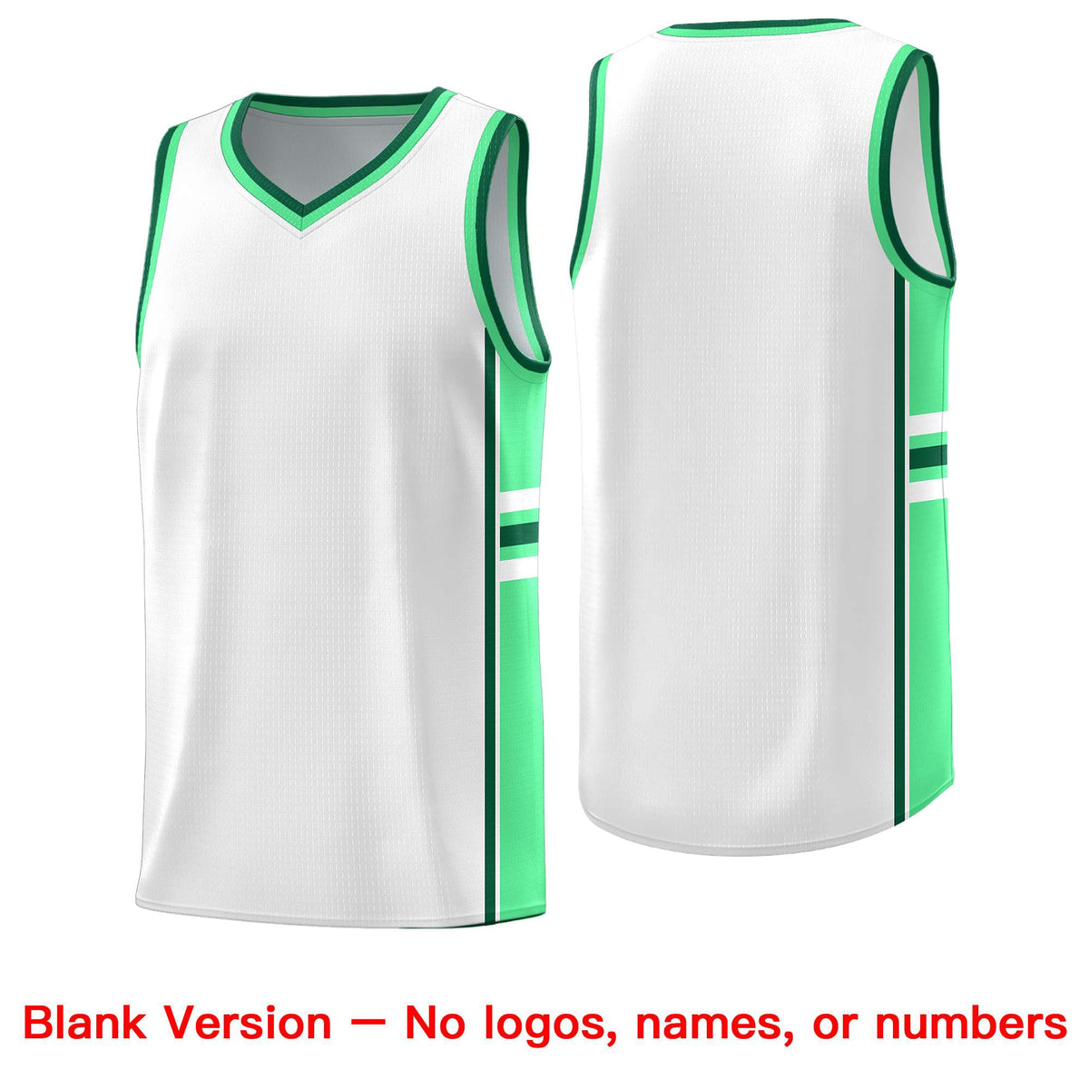 Custom Youth Basketball Jersey - White Green Two-Tone Varsity Jersey Set