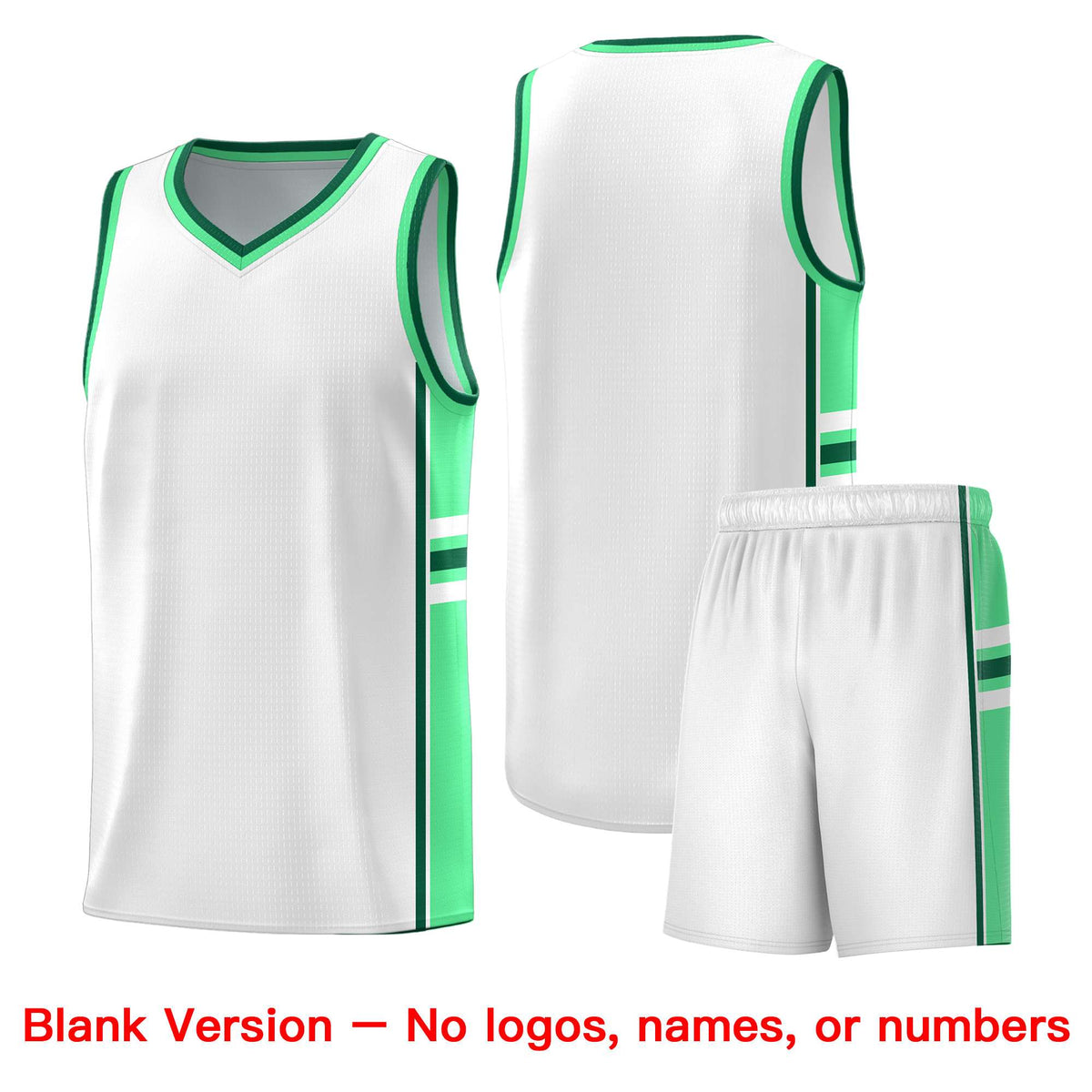 Custom Youth Basketball Jersey - White Green Two-Tone Varsity Jersey Set