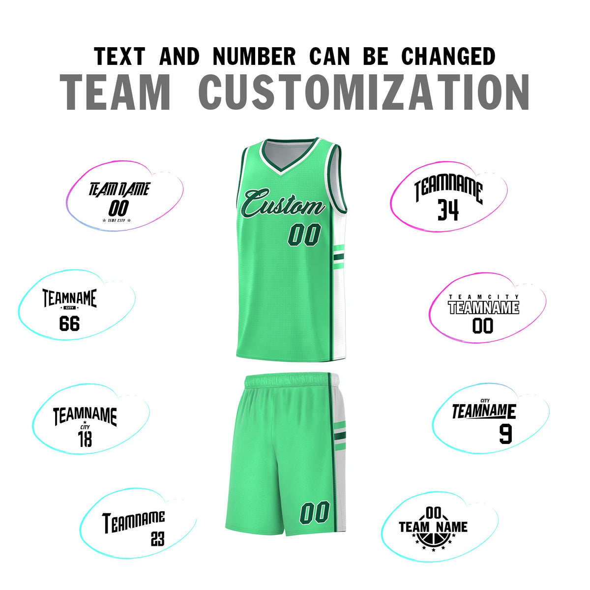 Custom Youth Basketball Jersey - Green White Personalized Varsity Two-Tone Uniform