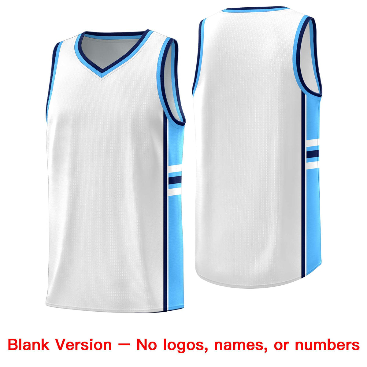 Custom Youth Basketball Jersey - White Powder Blue Two-Tone Varsity Jersey Set