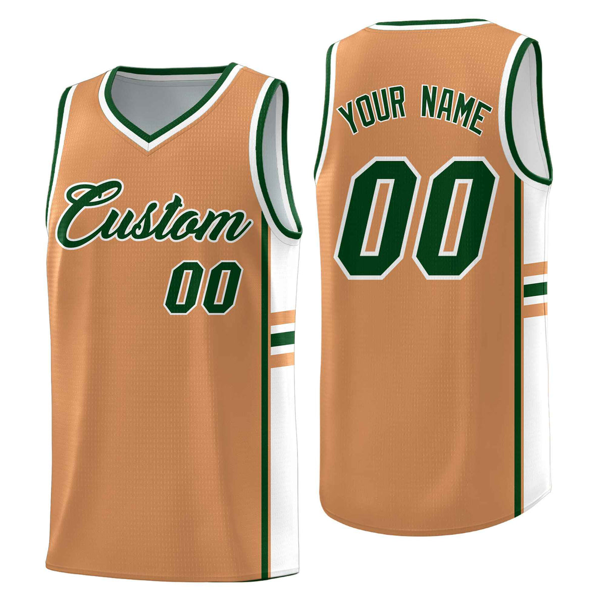Custom Youth Basketball Jersey - Buckskin Brown White Personalized Varsity Two-Tone Uniform