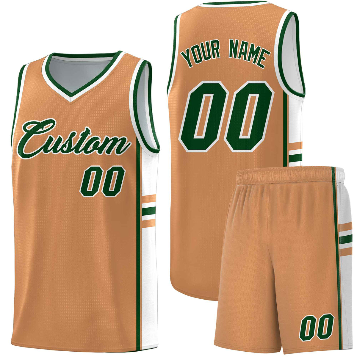 Custom Youth Basketball Jersey - Buckskin Brown White Personalized Varsity Two-Tone Uniform