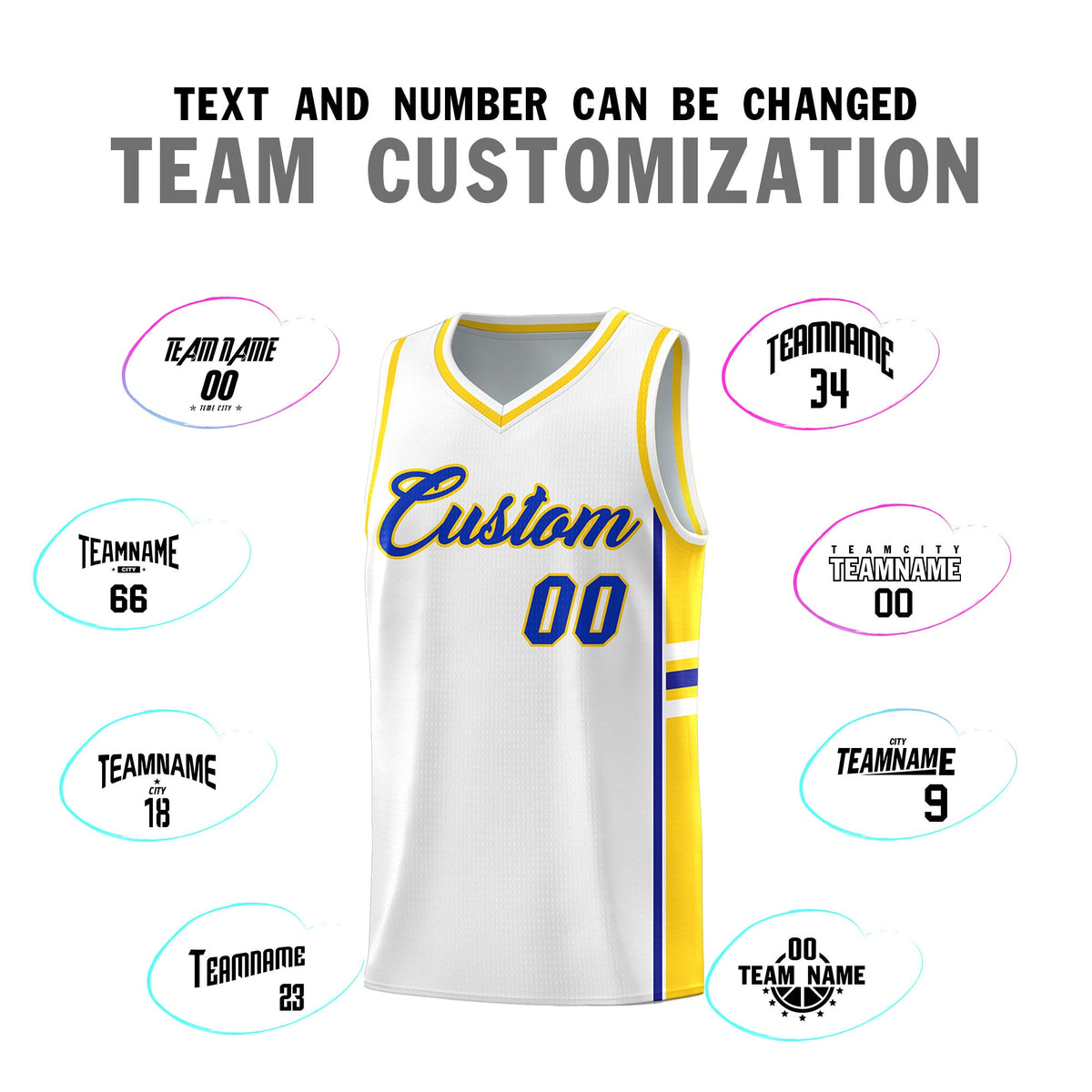 Custom Youth Basketball Jersey - White Fluorescent Yellow Two-Tone Varsity Jersey Set