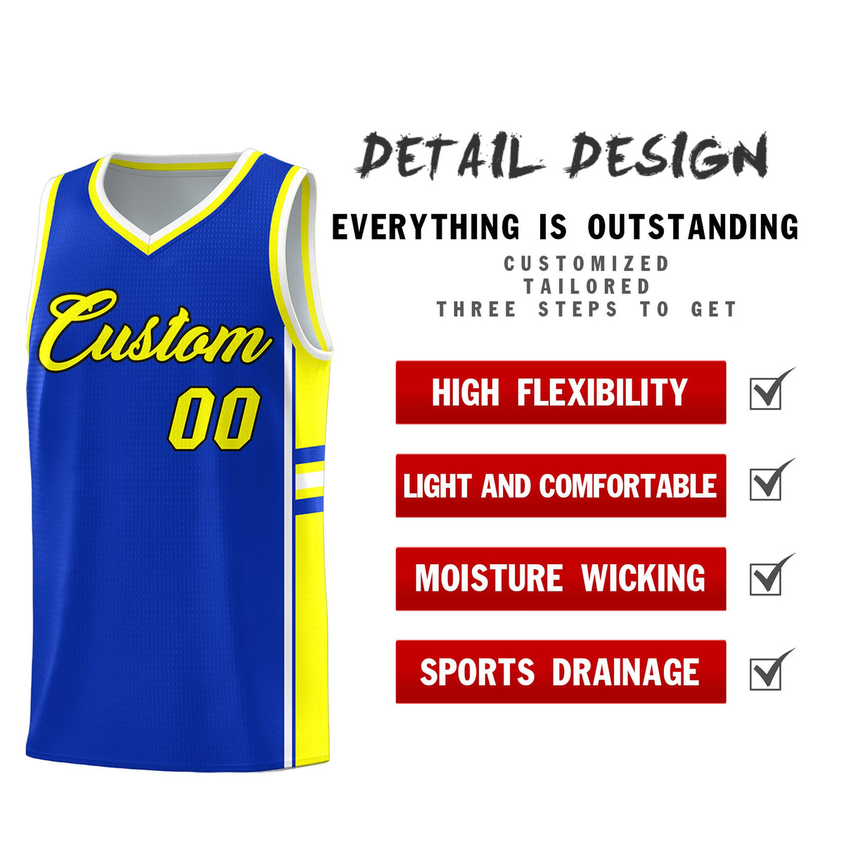 Custom Youth Basketball Jersey - Royal Fluorescent Yellow Two-Tone Classic Varsity Uniform