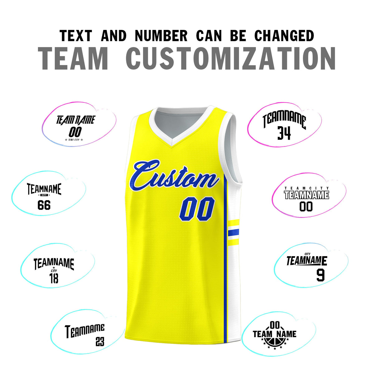 Custom Youth Basketball Jersey - Fluorescent Yellow White Two-Tone Classic Varsity Uniform