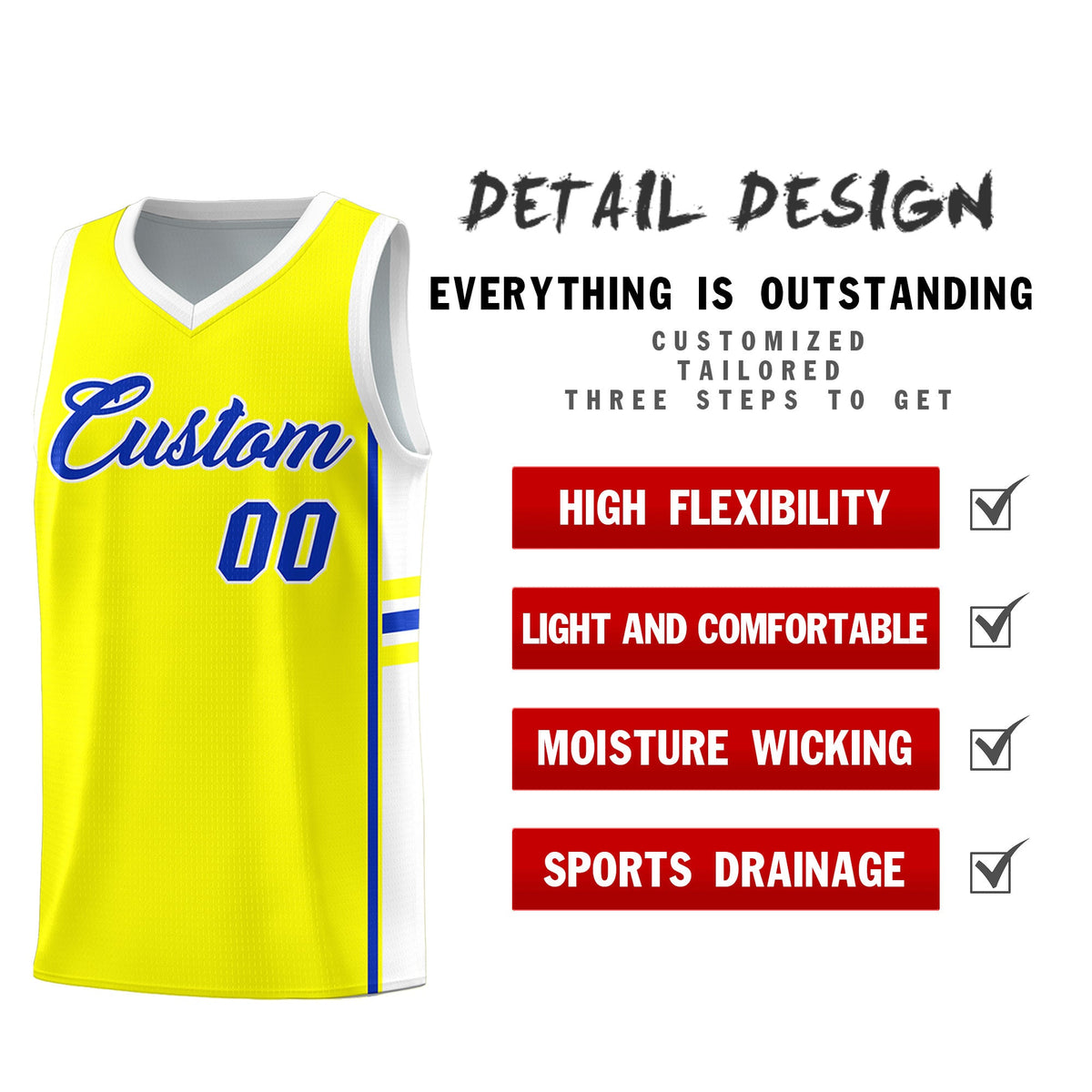 Custom Youth Basketball Jersey - Fluorescent Yellow White Two-Tone Classic Varsity Uniform