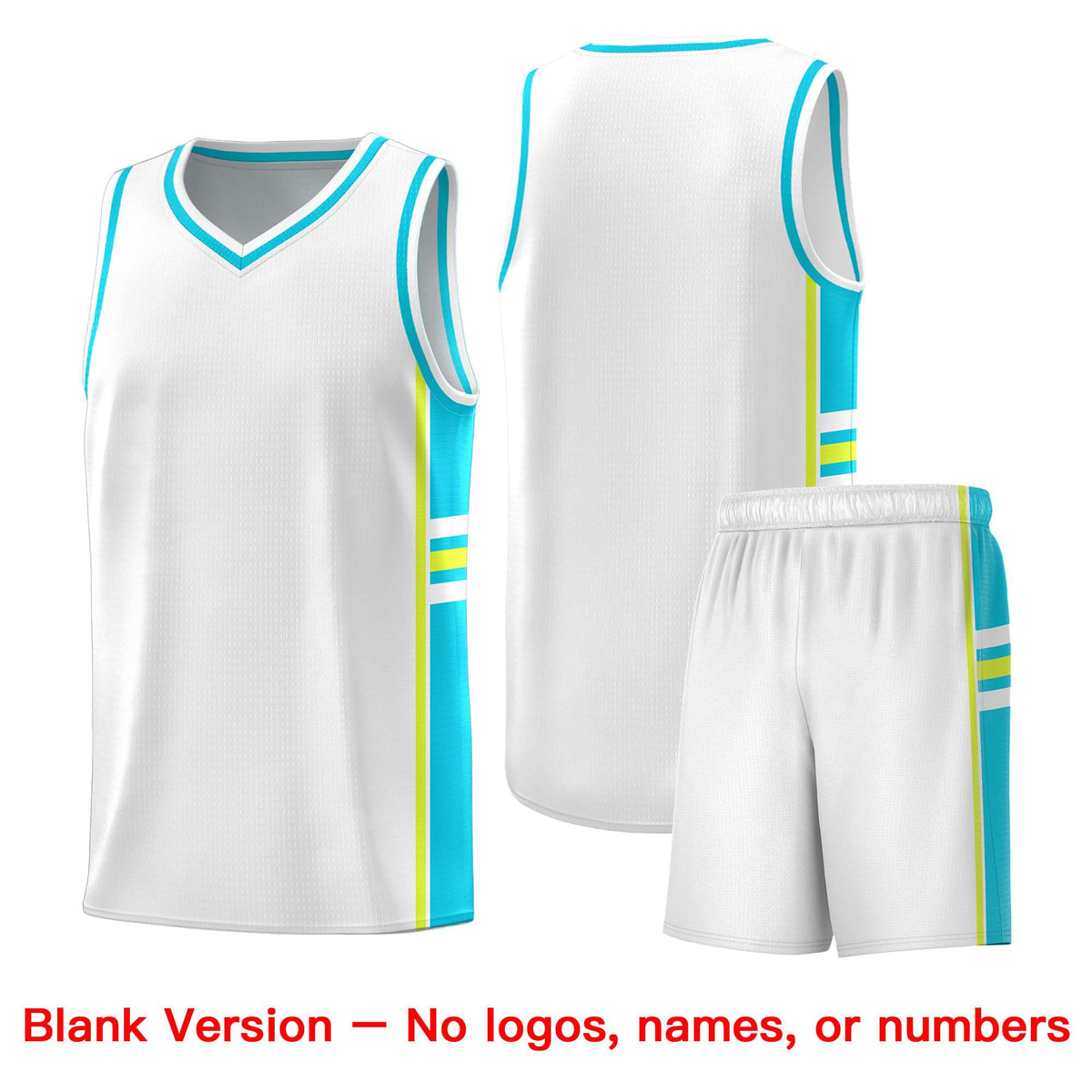Custom Youth Basketball Jersey - White Sky Blue Two-Tone Varsity Jersey Set