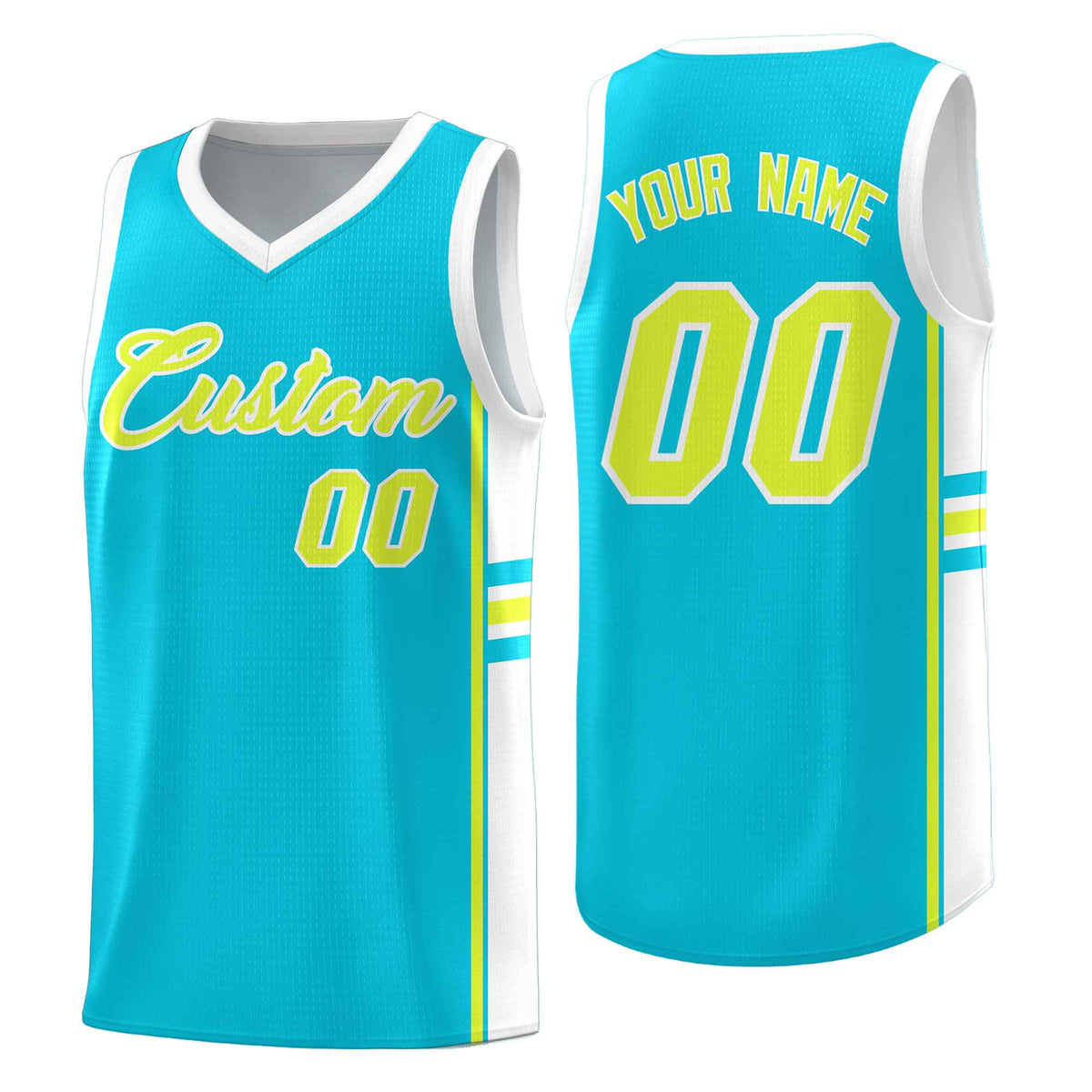 Custom Youth Basketball Jersey - Sky Blue White Personalized Varsity Two-Tone Uniform