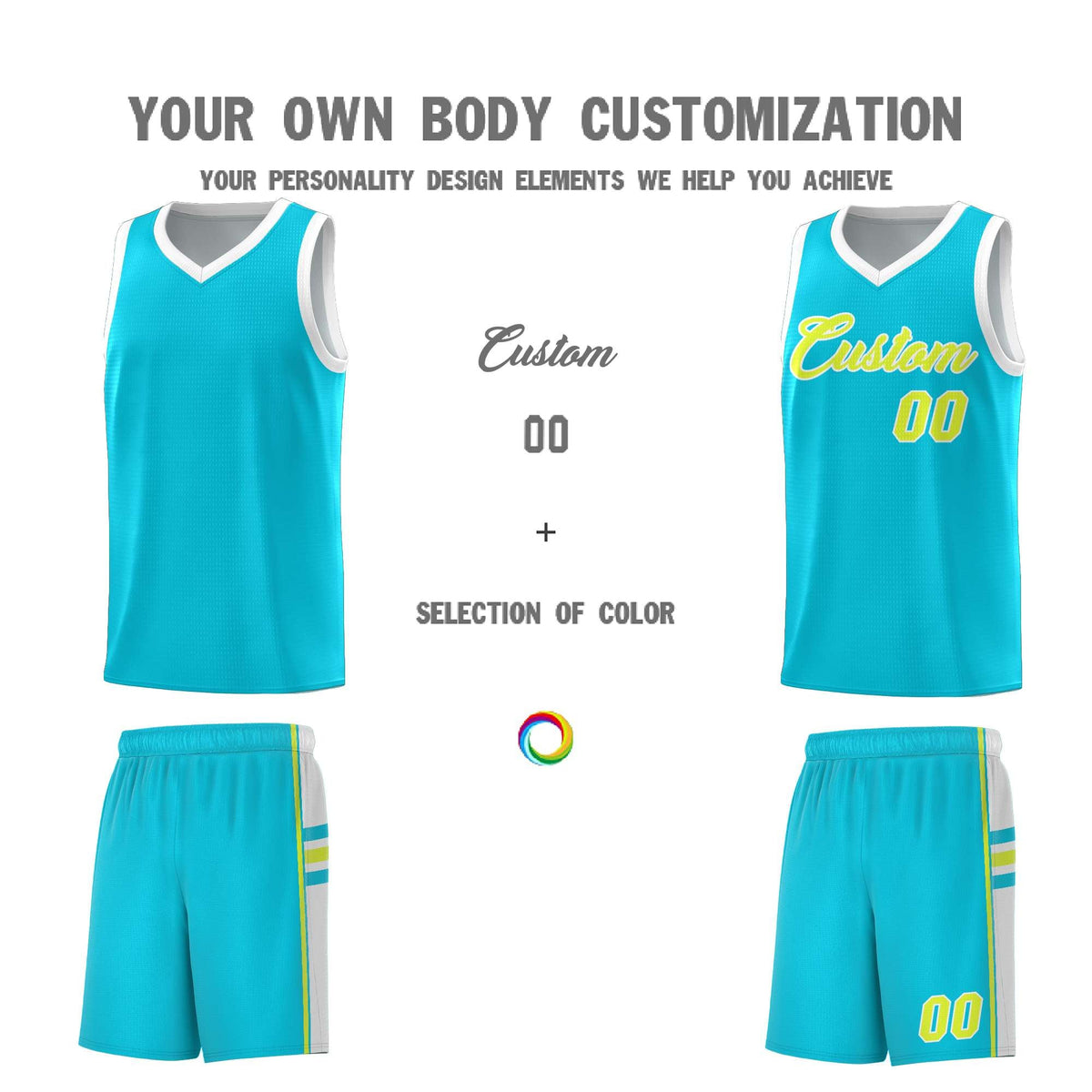 Custom Youth Basketball Jersey - Sky Blue White Personalized Varsity Two-Tone Uniform