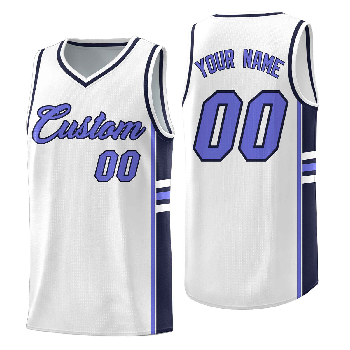 Custom Youth Basketball Jersey - White Navy Two-Tone Varsity Jersey Set