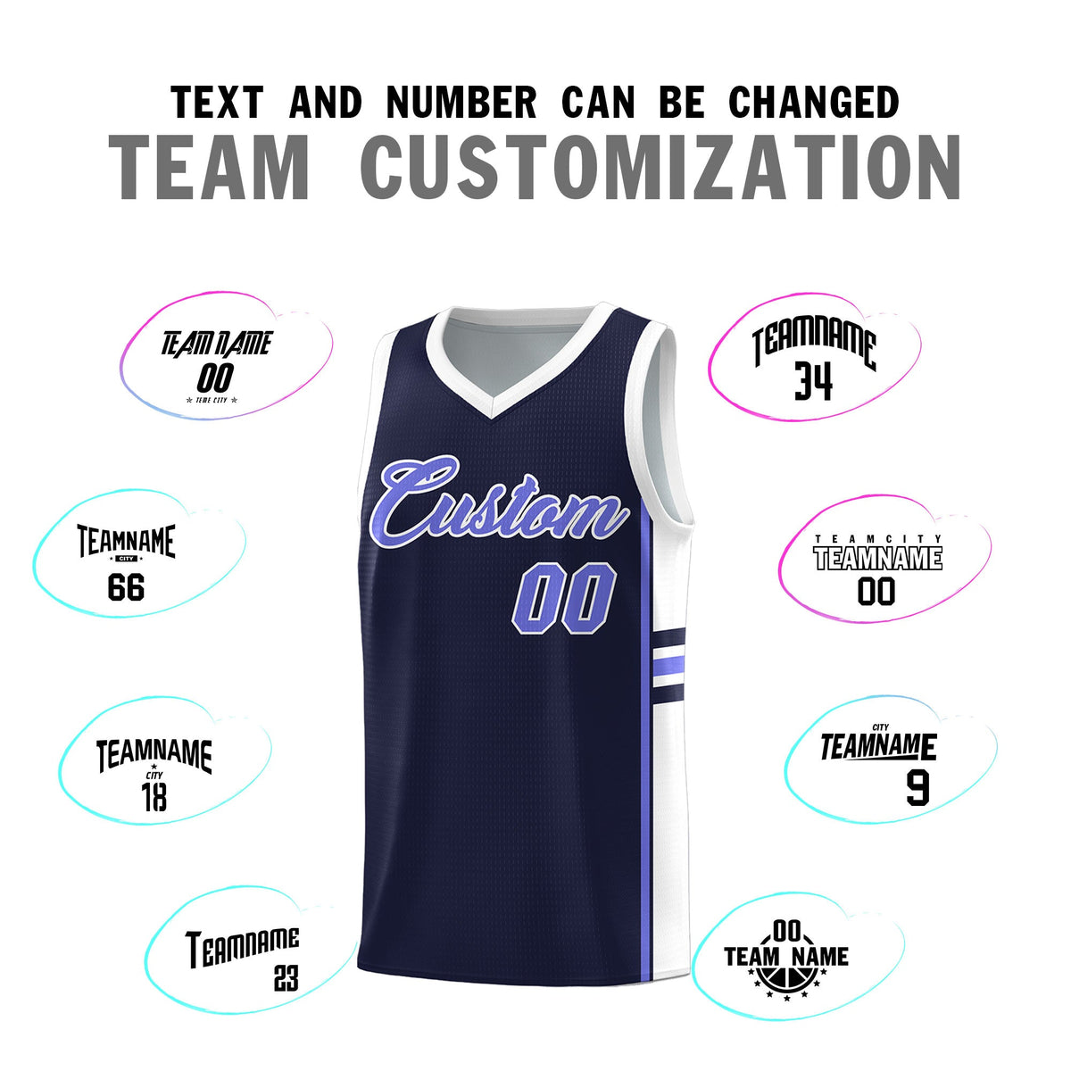 Custom Youth Basketball Jersey - Navy White Personalized Varsity Two-Tone Uniform