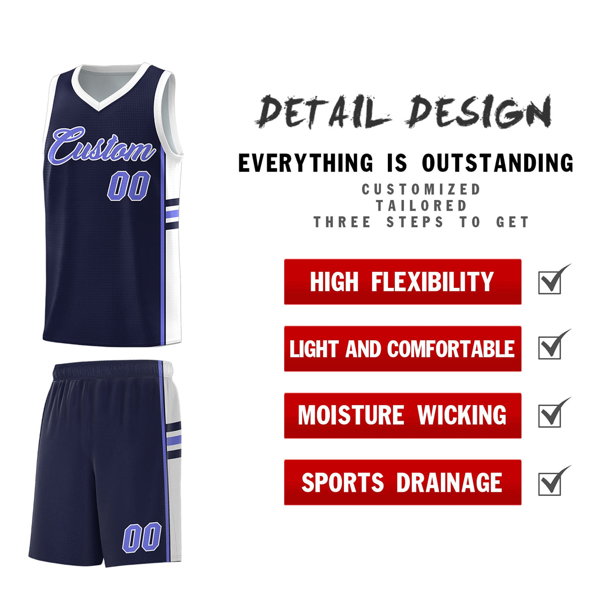 Custom Youth Basketball Jersey - Navy White Personalized Varsity Two-Tone Uniform