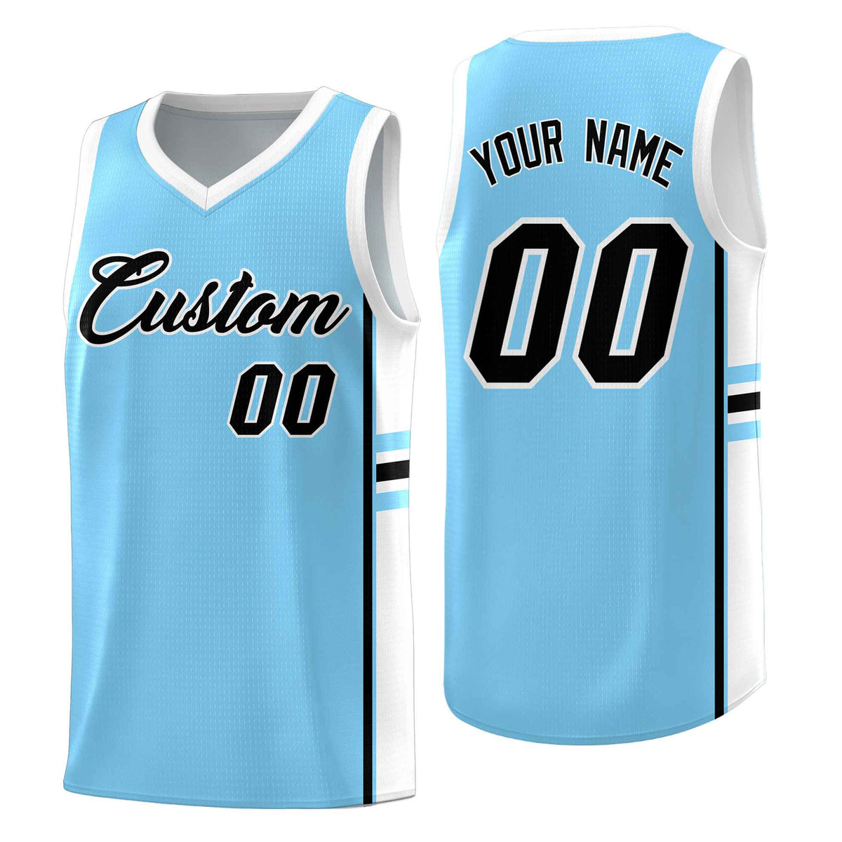 Custom Youth Basketball Jersey - Light Blue White Personalized Varsity Two-Tone Uniform