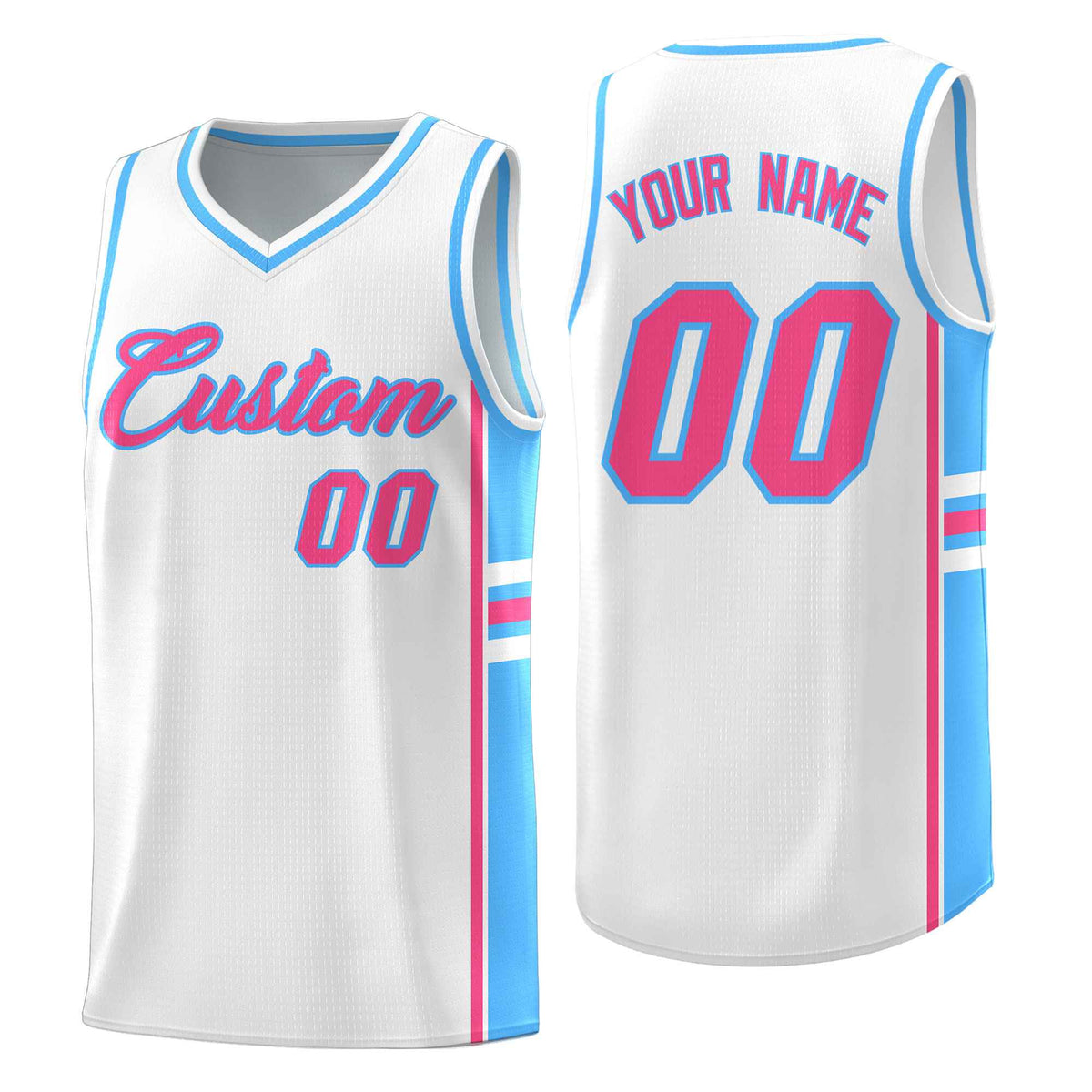 Custom Youth Basketball Jersey - White Powder Blue Two-Tone Varsity Jersey Set