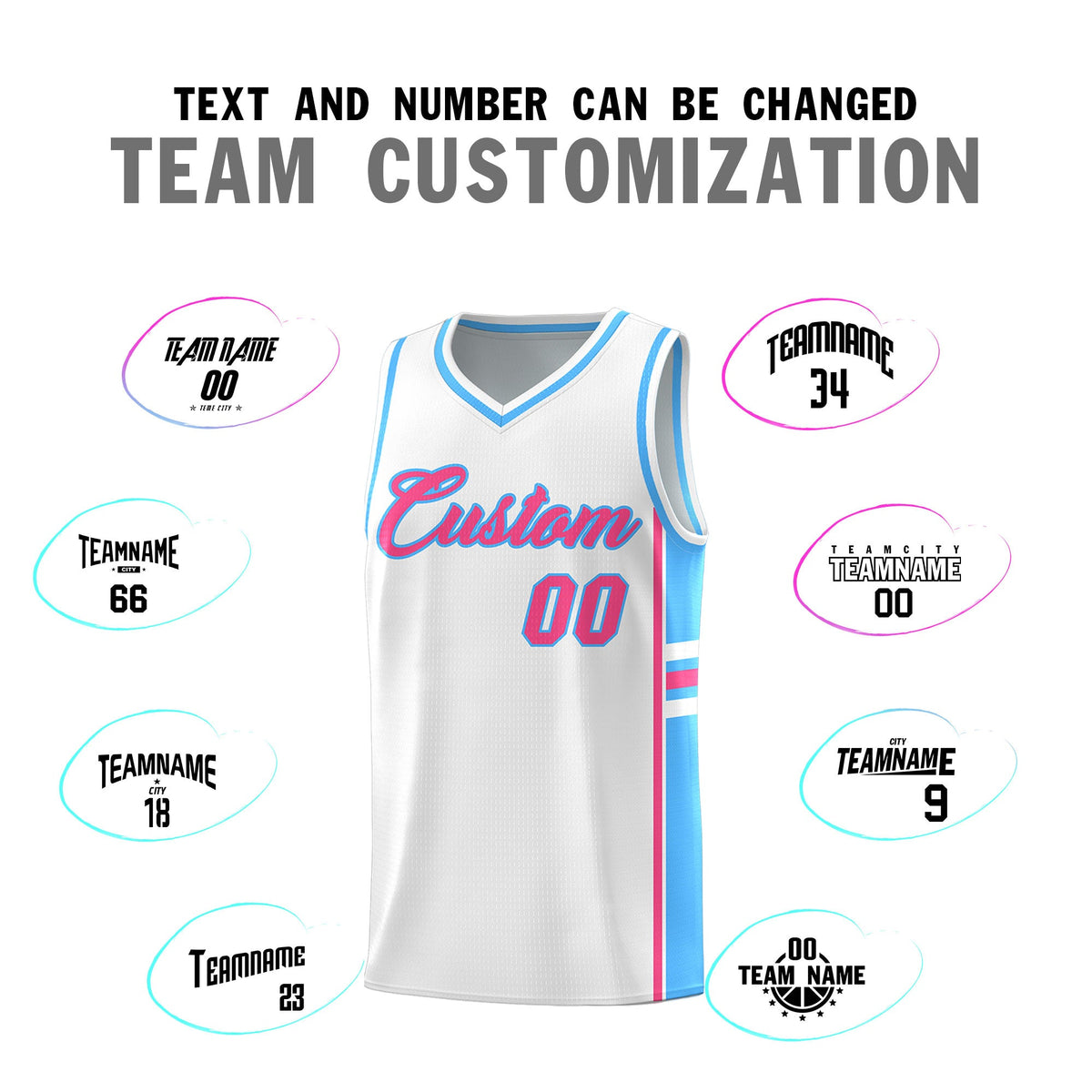 Custom Youth Basketball Jersey - White Powder Blue Two-Tone Varsity Jersey Set