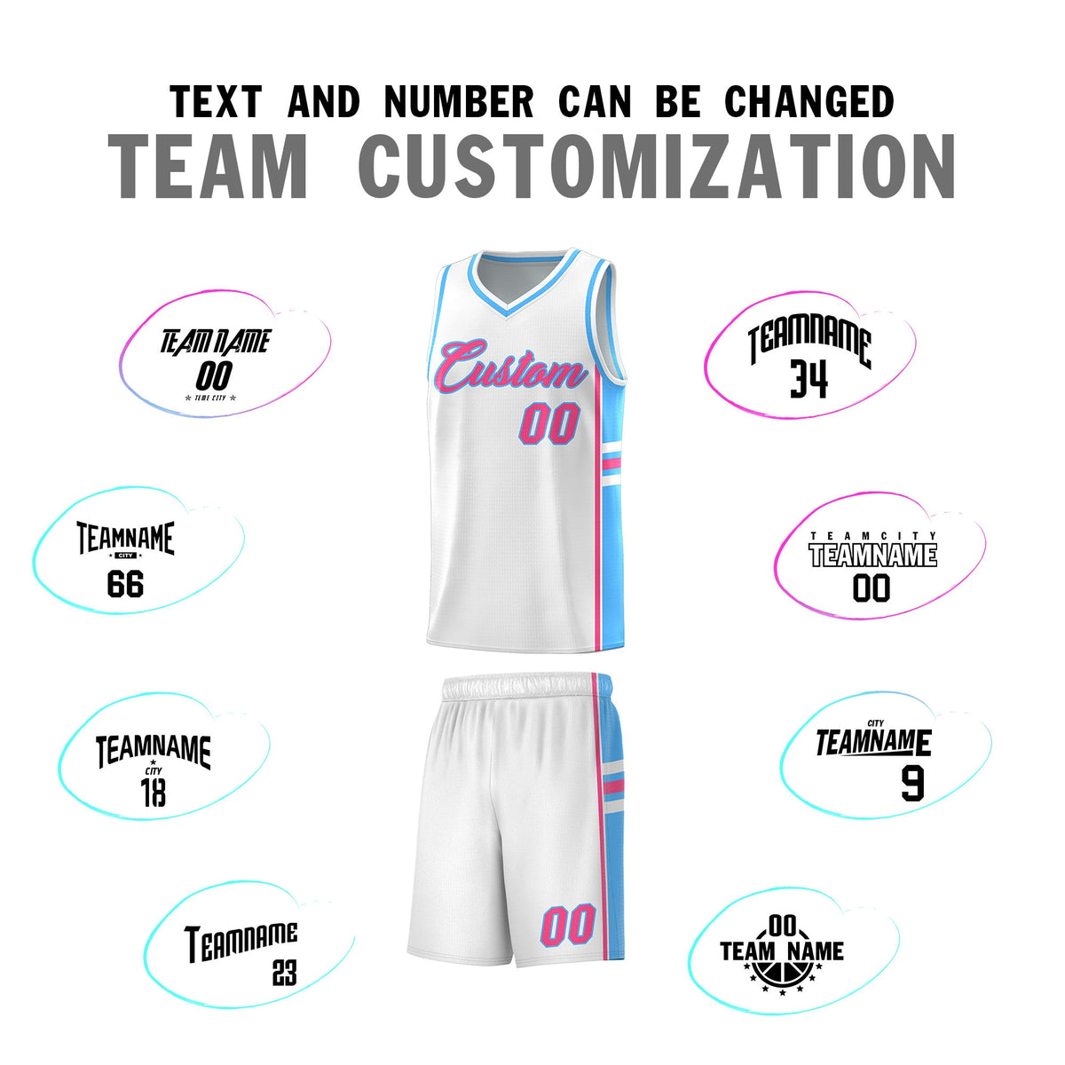 Custom Youth Basketball Jersey - White Powder Blue Two-Tone Varsity Jersey Set