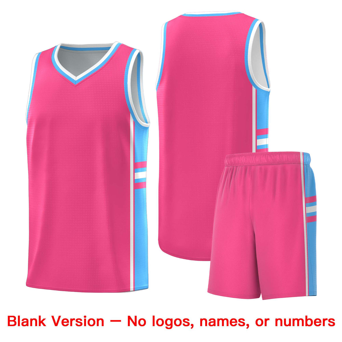 Custom Youth Basketball Jersey - Pink Powder Blue Two-Tone Classic Varsity Uniform