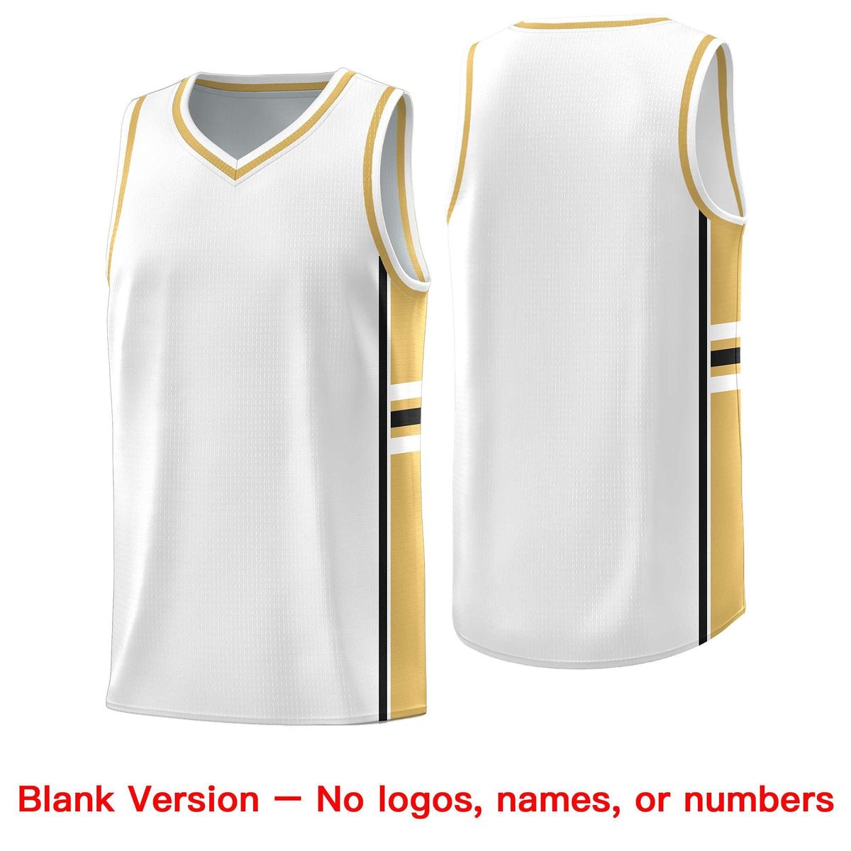 Custom Youth Basketball Jersey - White Old Gold Two-Tone Varsity Jersey Set