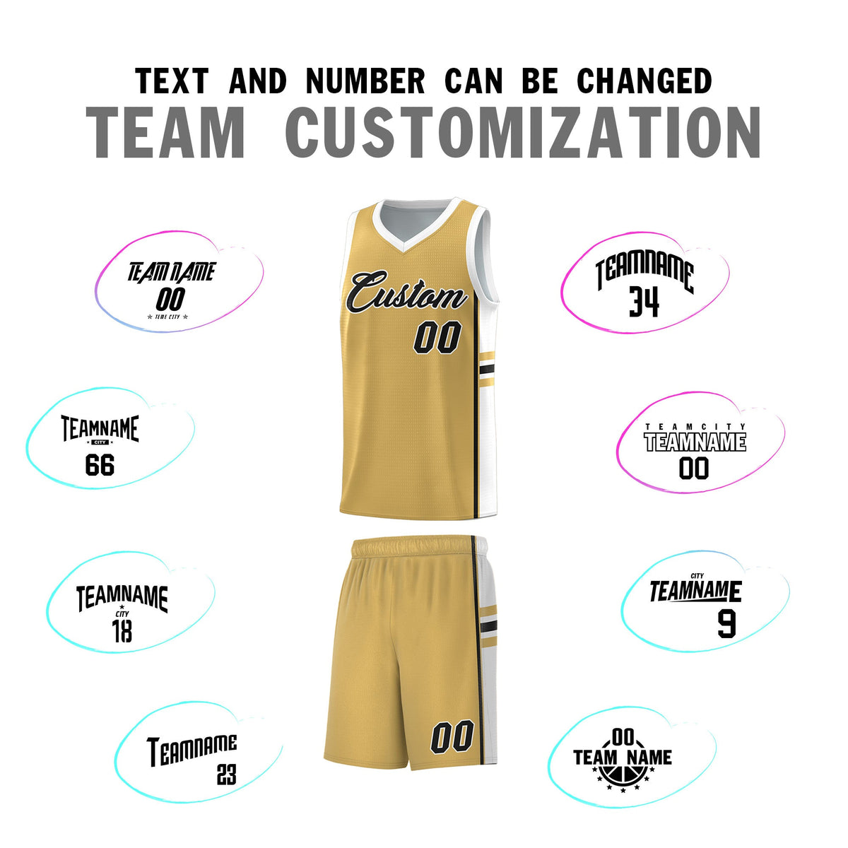 Custom Youth Basketball Jersey - Old Gold White Personalized Varsity Two-Tone Uniform