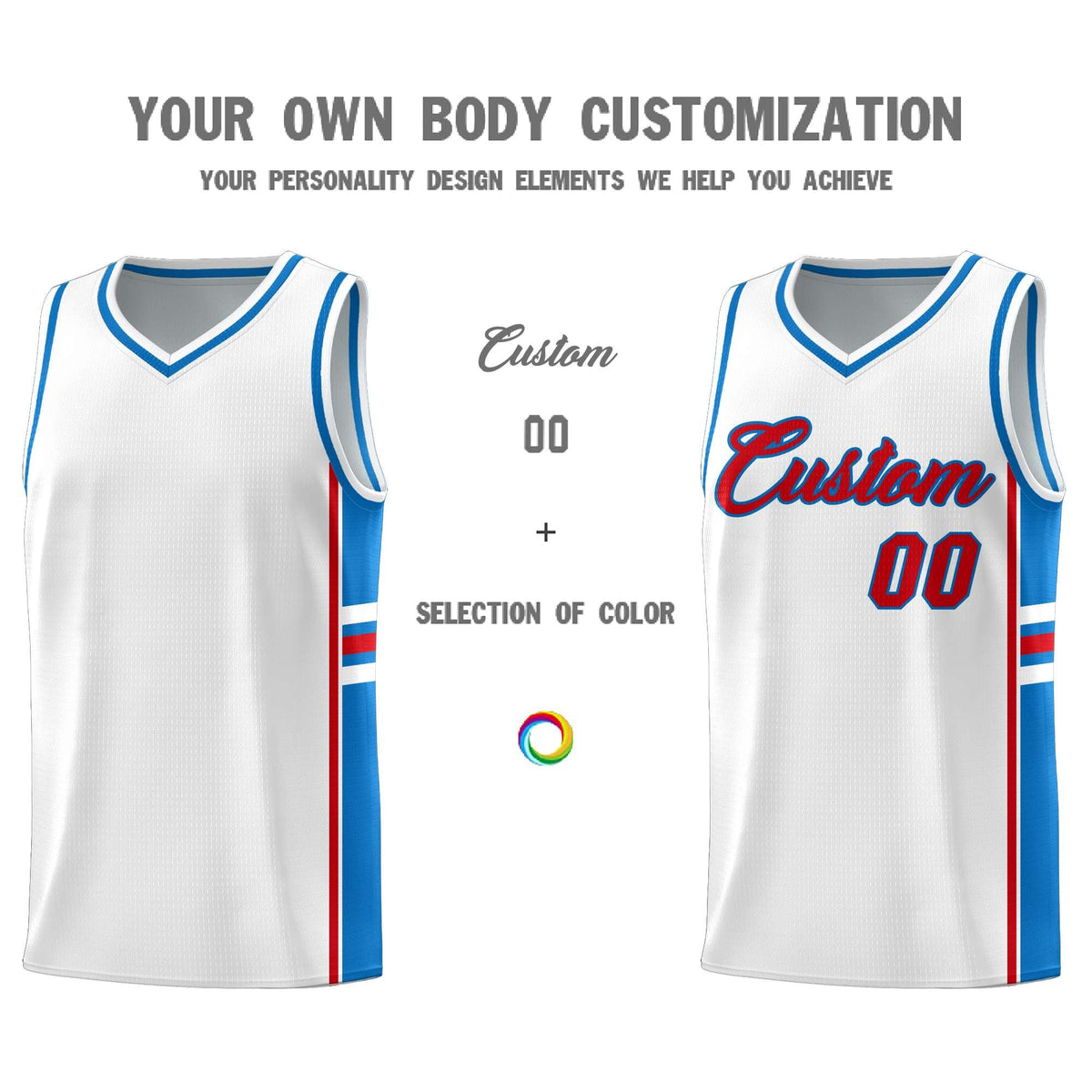 Custom Youth Basketball Jersey - White Royal Two-Tone Varsity Jersey Set