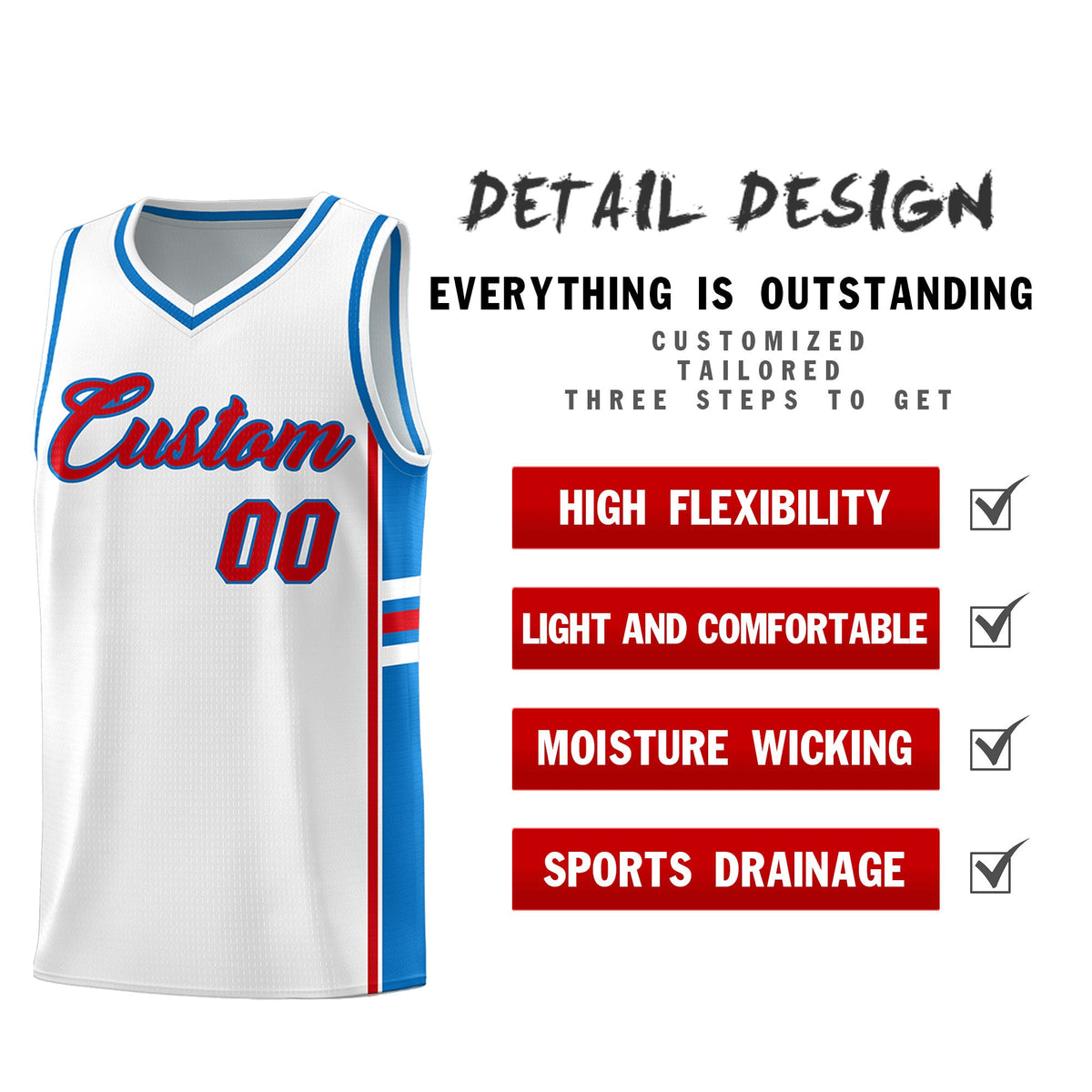 Custom Youth Basketball Jersey - White Royal Two-Tone Varsity Jersey Set