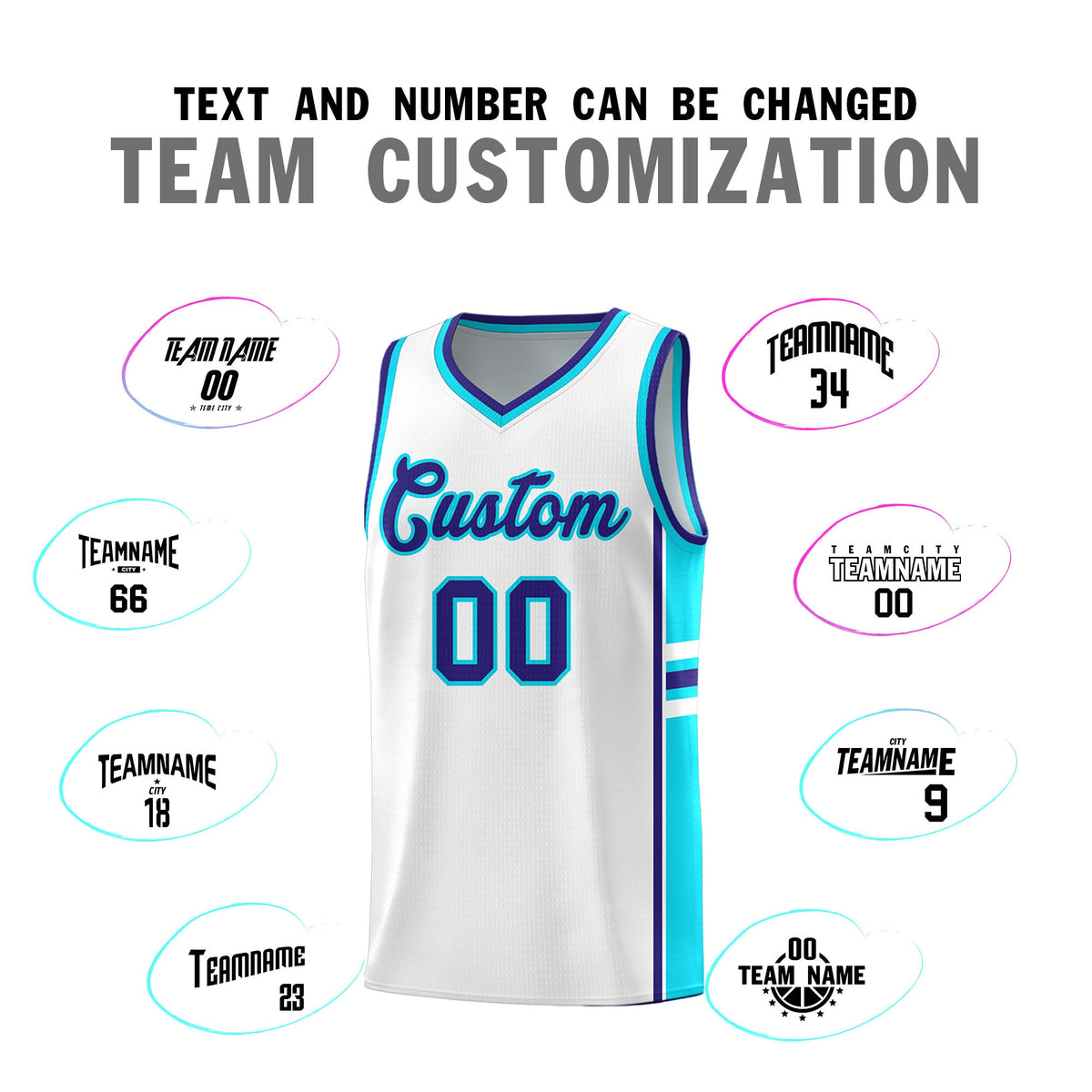 Custom Youth Basketball Jersey - White Royal Personalized Varsity Two-Tone Uniform