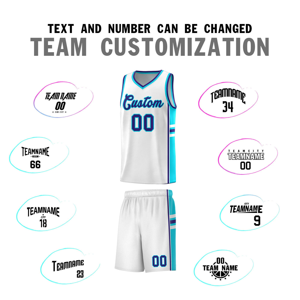 Custom Youth Basketball Jersey - White Royal Personalized Varsity Two-Tone Uniform