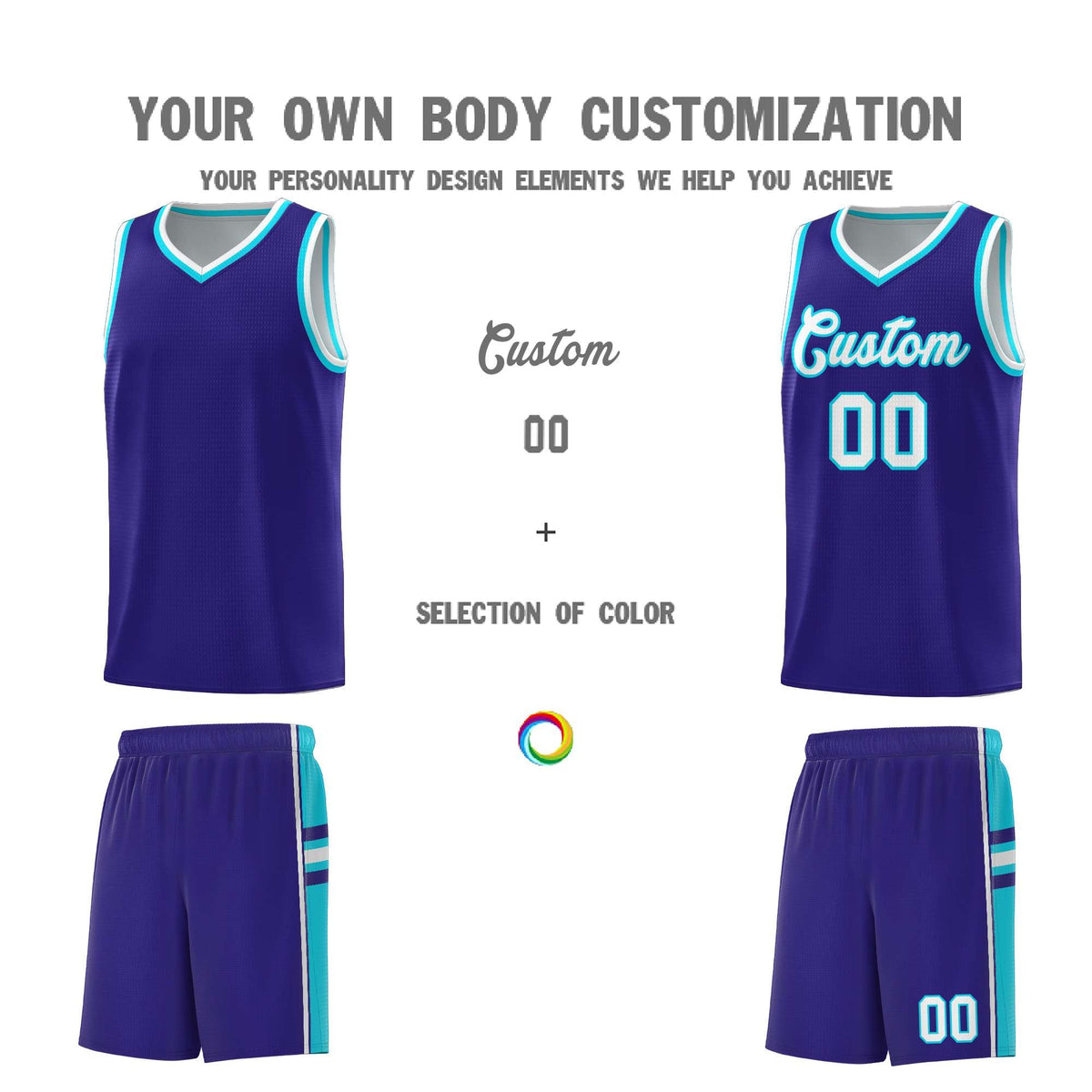 Custom Youth Basketball Jersey - Royal Sky Blue Two-Tone Varsity Jersey Set