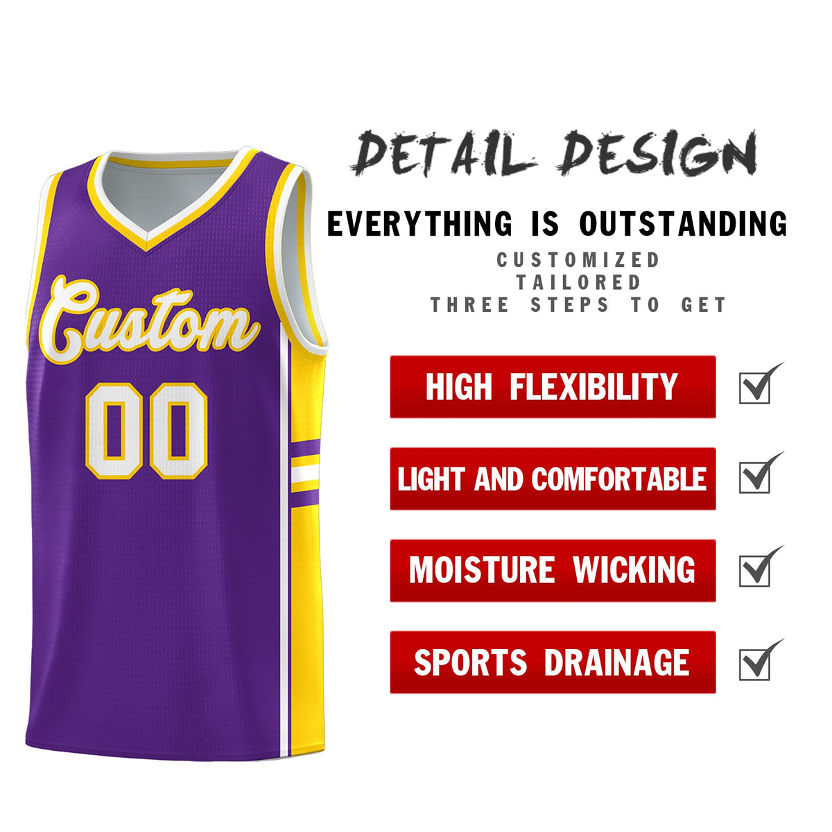 Custom Youth Basketball Jersey - Purple Gold Two-Tone Varsity Jersey Set
