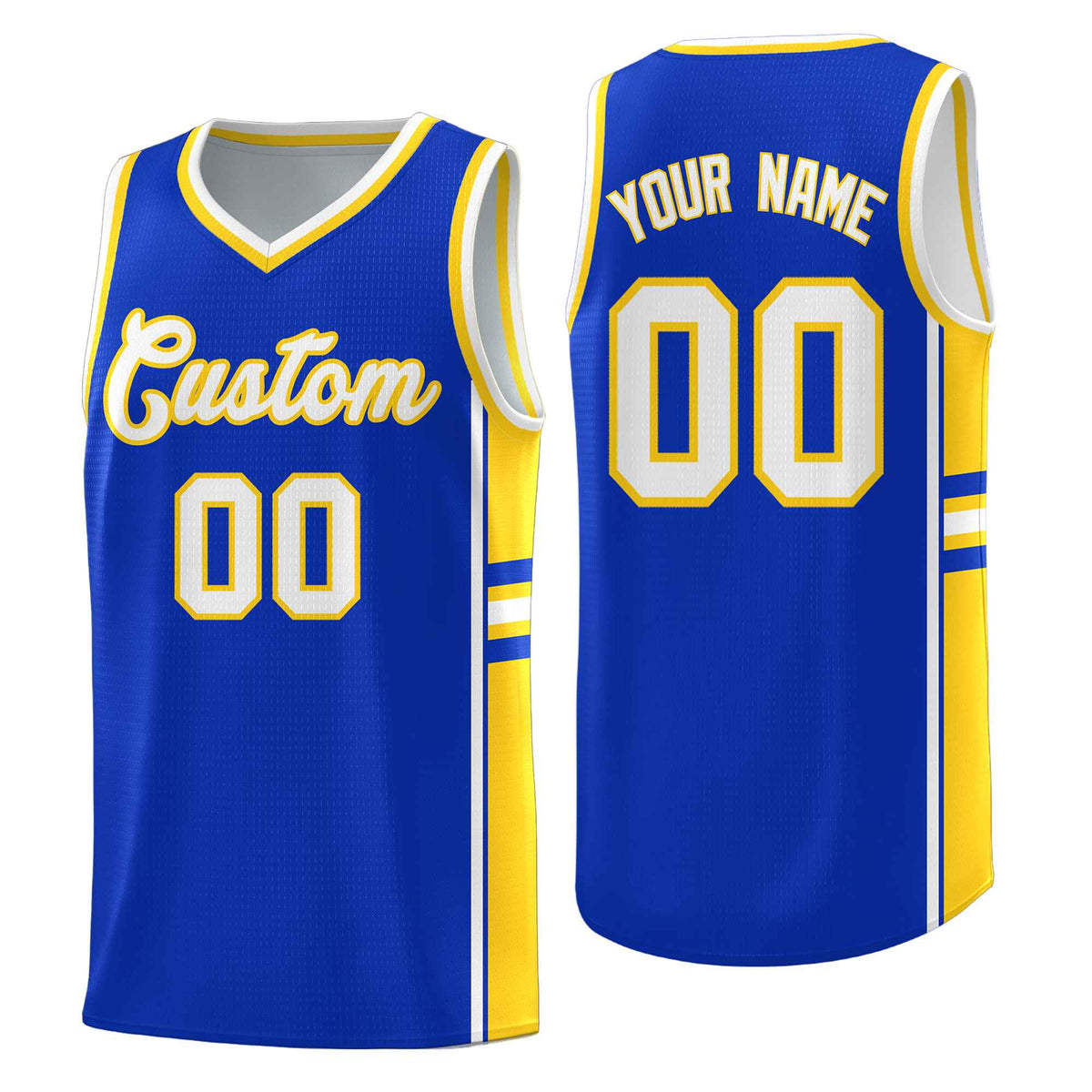 Custom Youth Basketball Jersey - Royal Gold Two-Tone Varsity Jersey Set