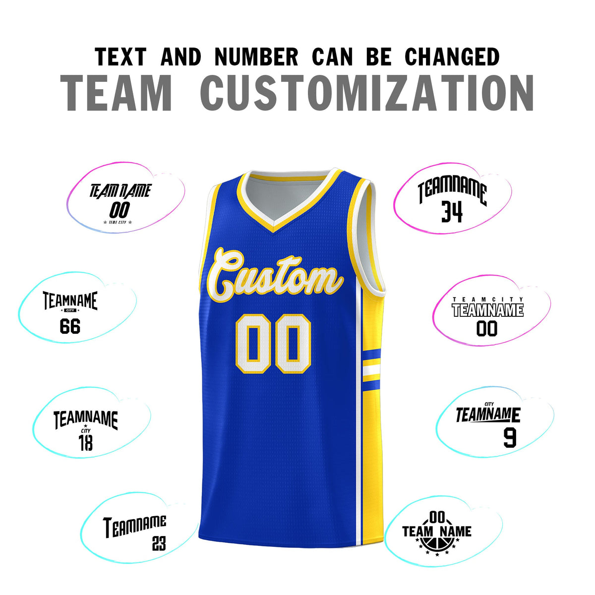 Custom Youth Basketball Jersey - Royal Gold Two-Tone Varsity Jersey Set